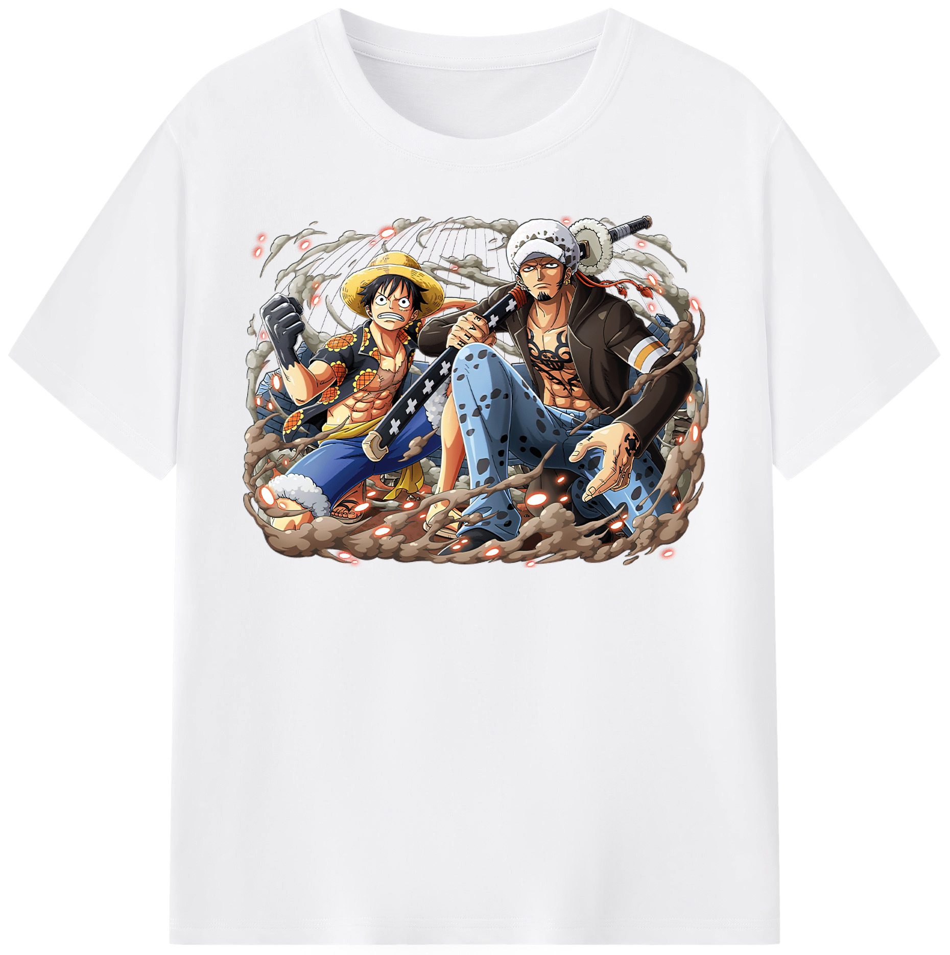 ワンピース モンキー・D・ルフィ ONE PIECE Monkey D. Luffy 綿100％半袖Tシャツ（フロントプリント）