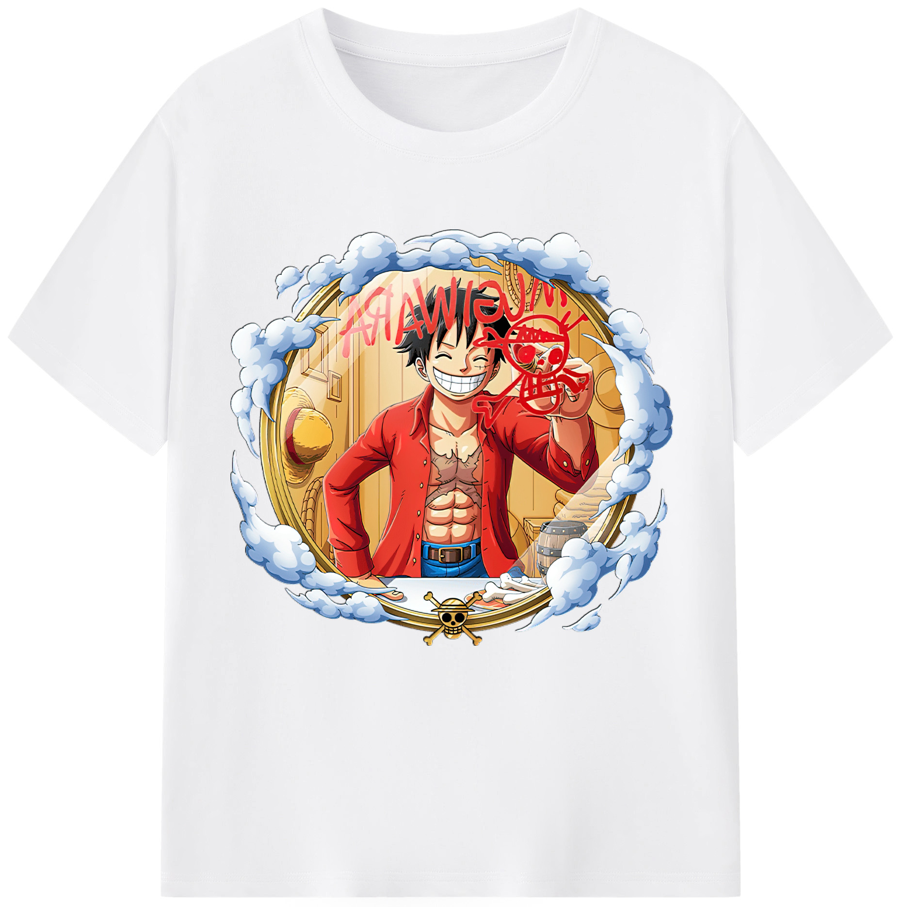 ワンピース モンキー・D・ルフィ ONE PIECE Monkey D. Luffy 綿100％半袖Tシャツ（フロントプリント）
