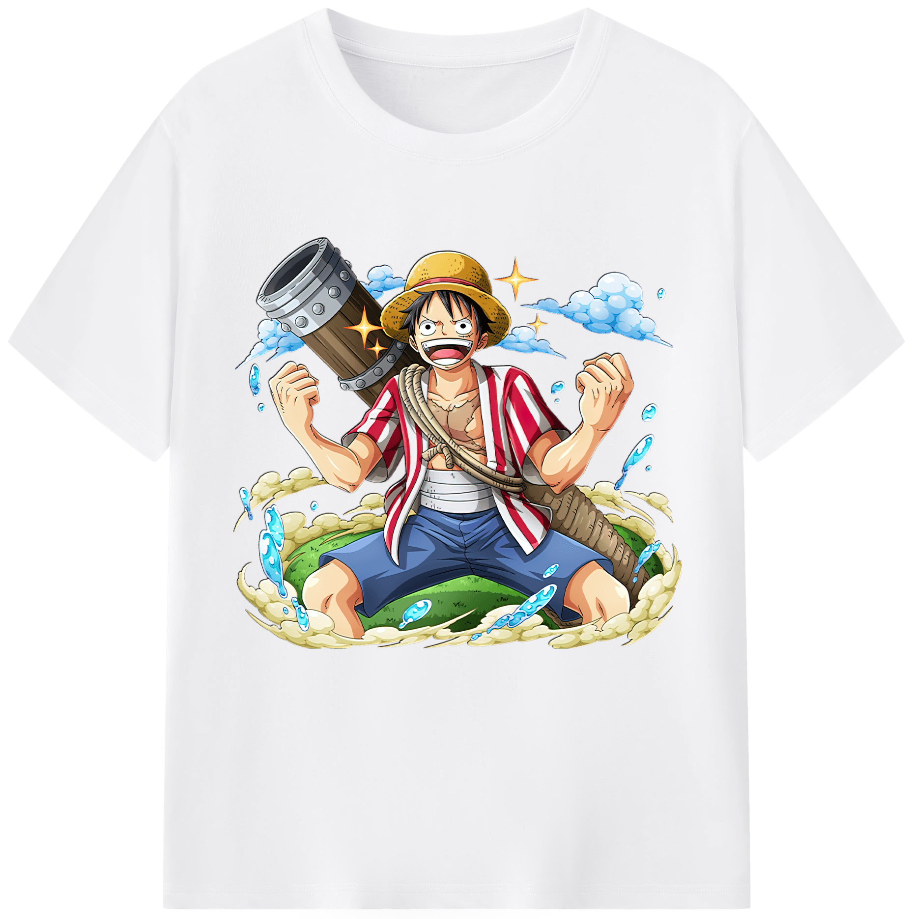 ワンピース モンキー・D・ルフィ ONE PIECE Monkey D. Luffy 綿100％半袖Tシャツ（フロントプリント）