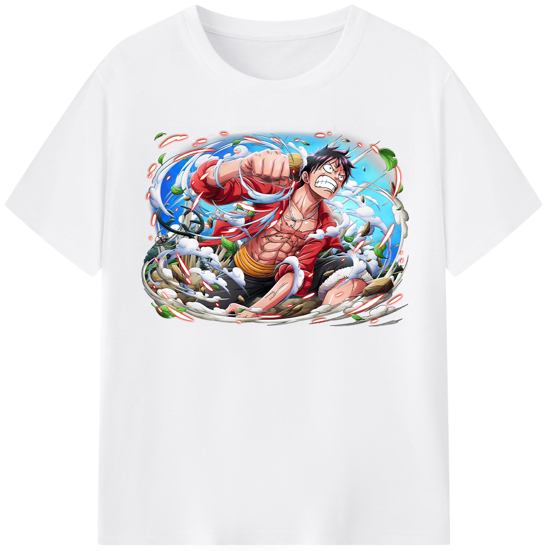 ワンピース モンキー・D・ルフィ ONE PIECE Monkey D. Luffy 綿100％半袖Tシャツ（フロントプリント）