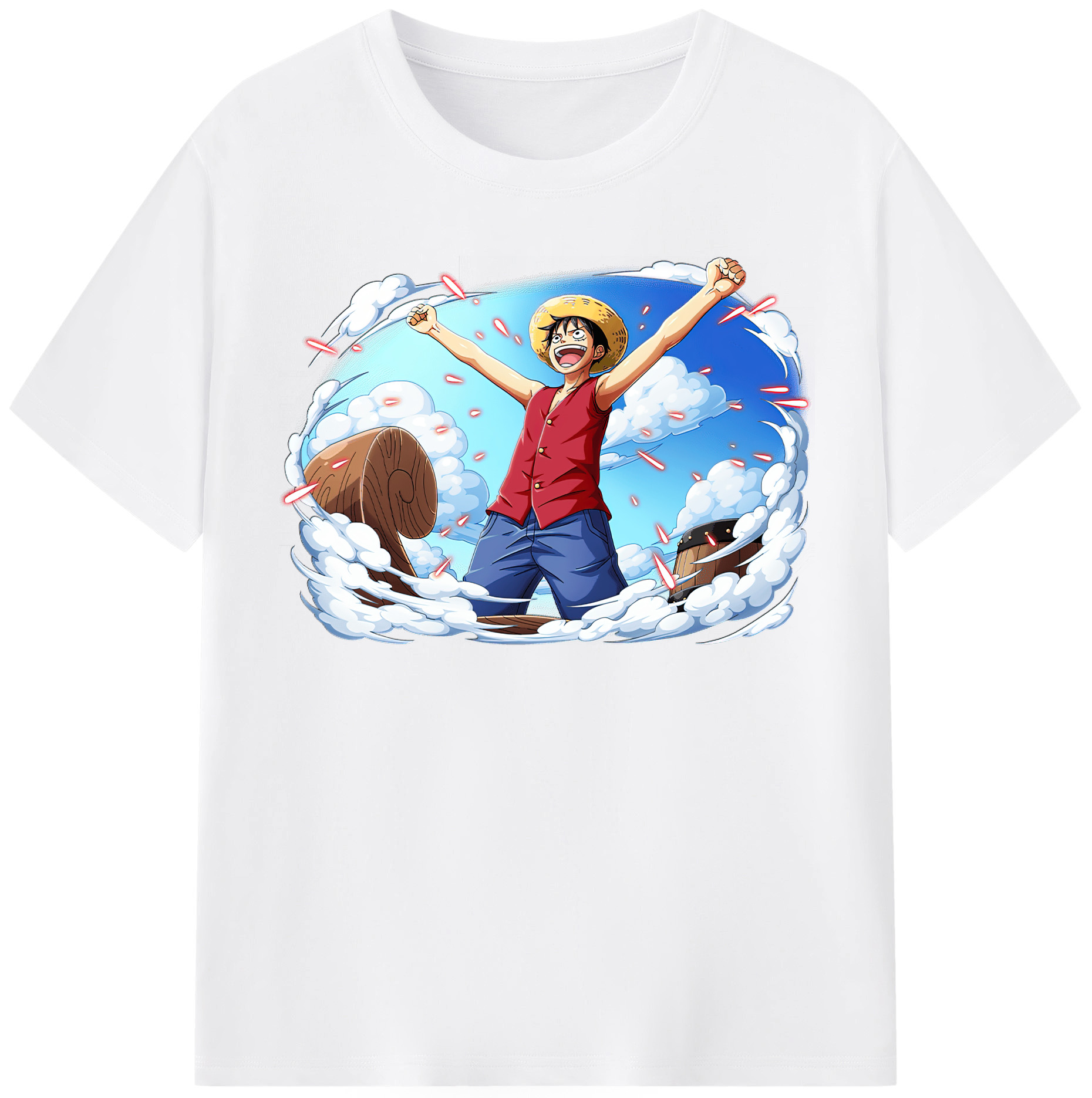 ワンピース モンキー・D・ルフィ ONE PIECE Monkey D. Luffy 綿100％半袖Tシャツ（フロントプリント）