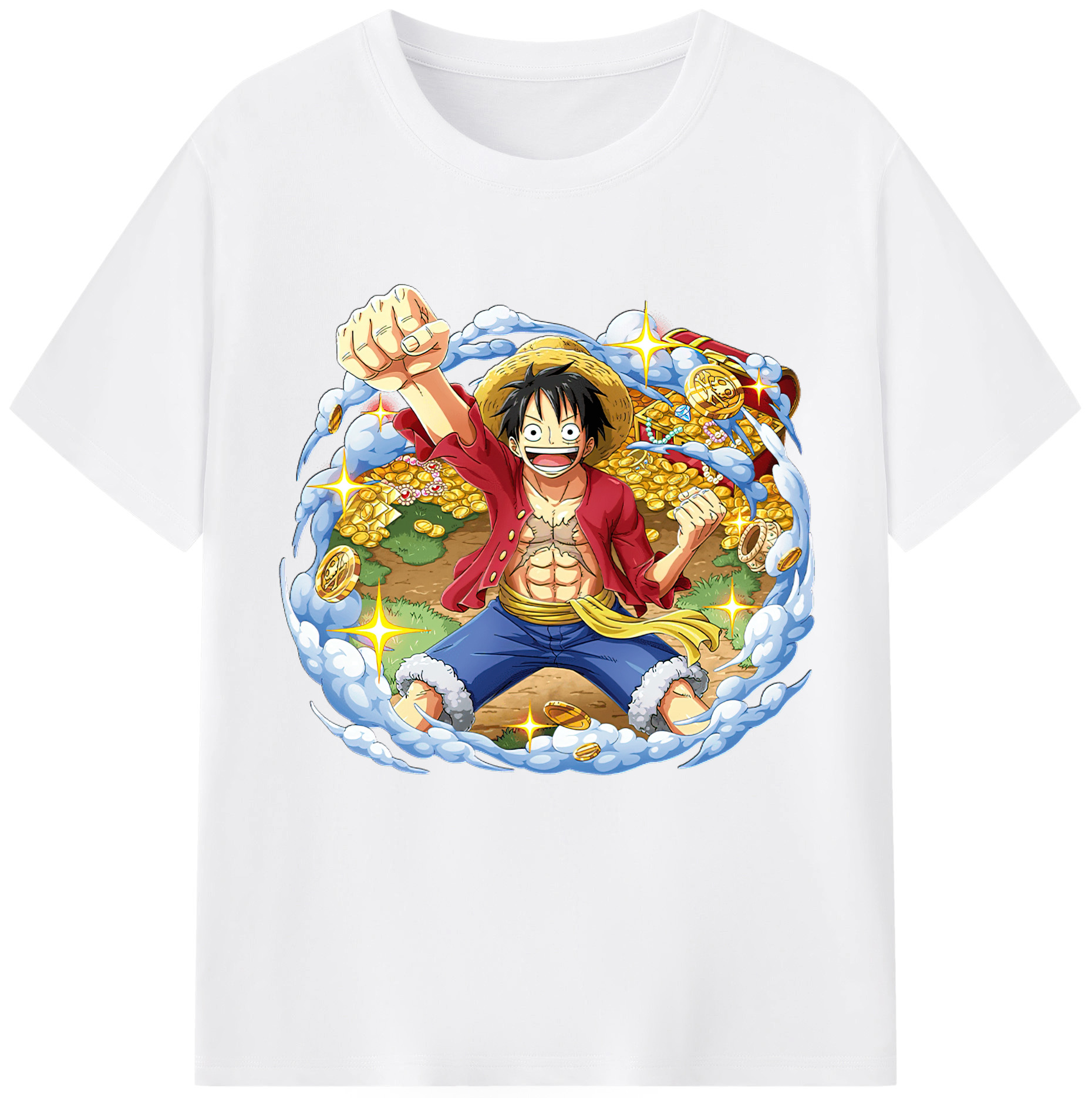 ワンピース モンキー・D・ルフィ ONE PIECE Monkey D. Luffy 綿100％半袖Tシャツ（フロントプリント）