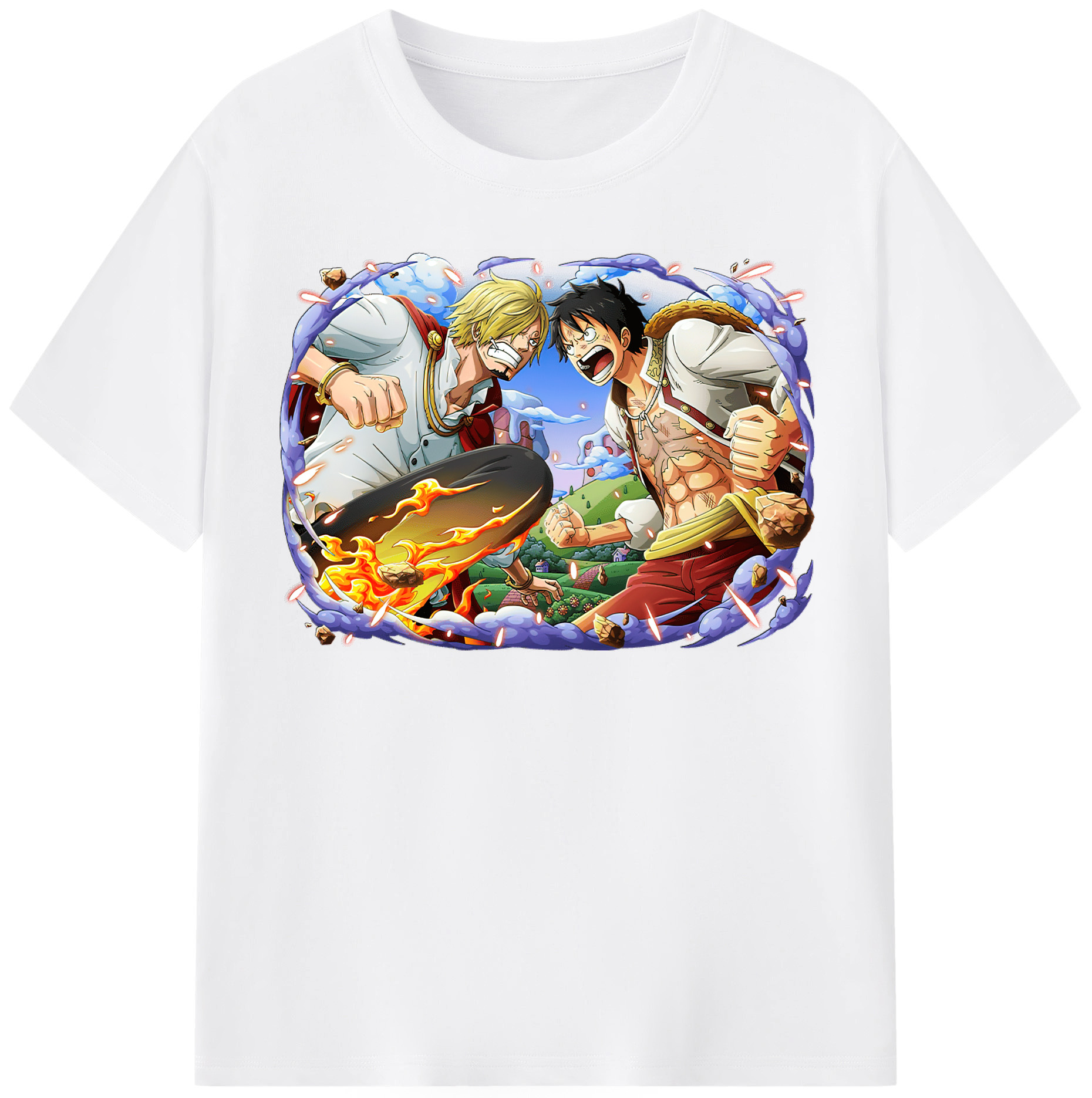 ワンピース モンキー・D・ルフィ ONE PIECE Monkey D. Luffy 綿100％半袖Tシャツ（フロントプリント）