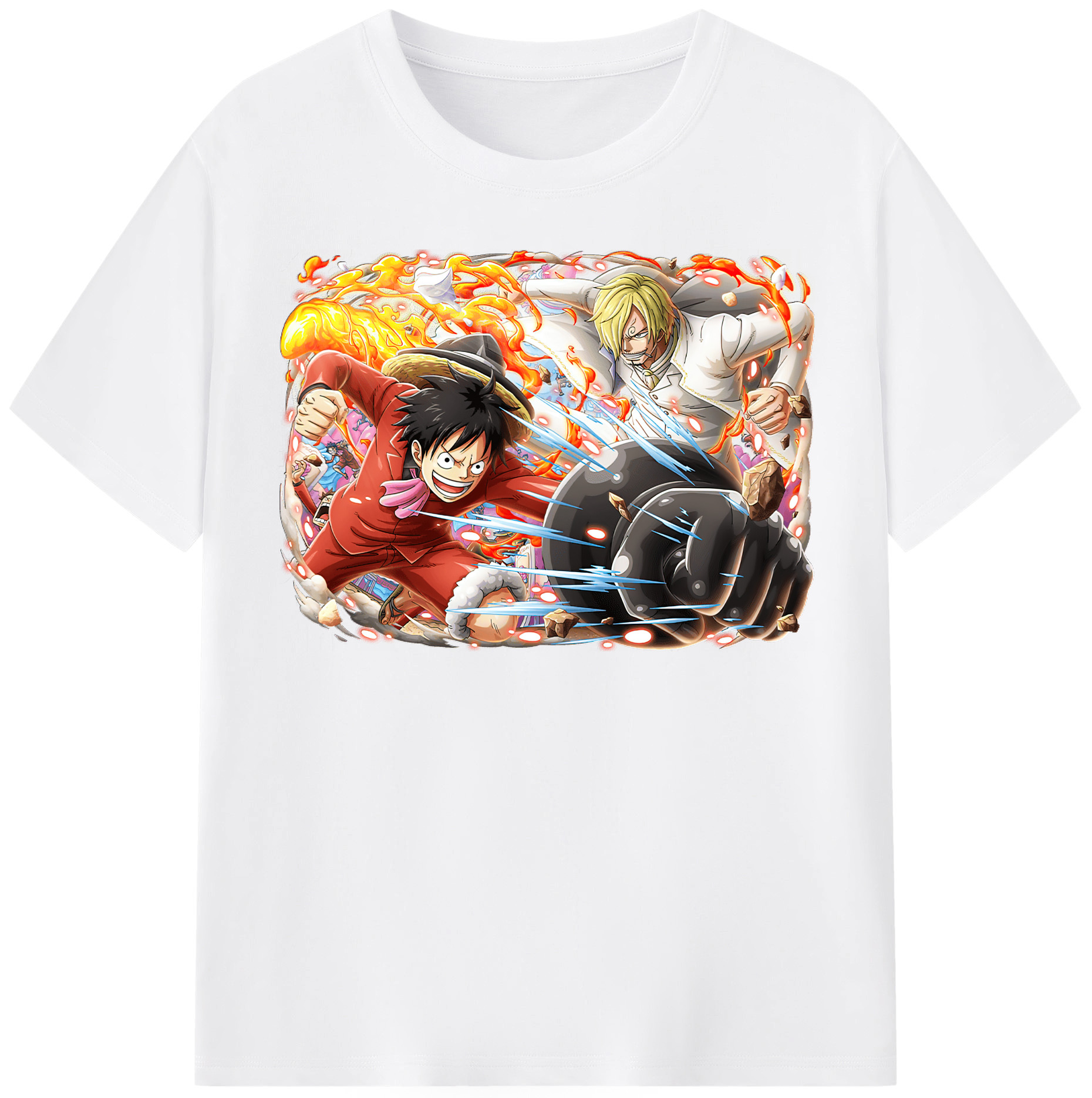 ワンピース モンキー・D・ルフィ ONE PIECE Monkey D. Luffy 綿100％半袖Tシャツ（フロントプリント）