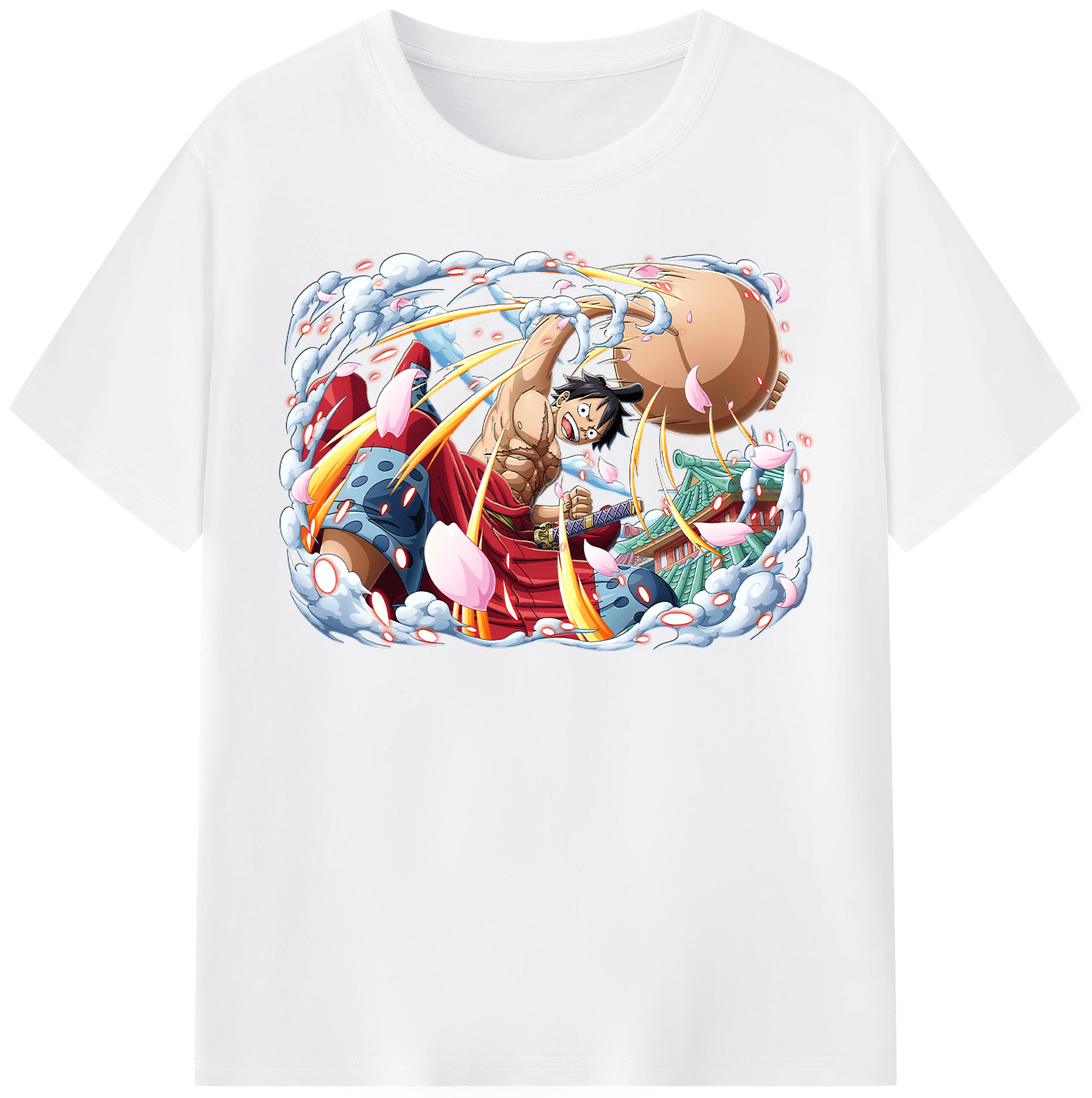 ワンピース モンキー・D・ルフィ ONE PIECE Monkey D. Luffy 綿100％半袖Tシャツ（フロントプリント）