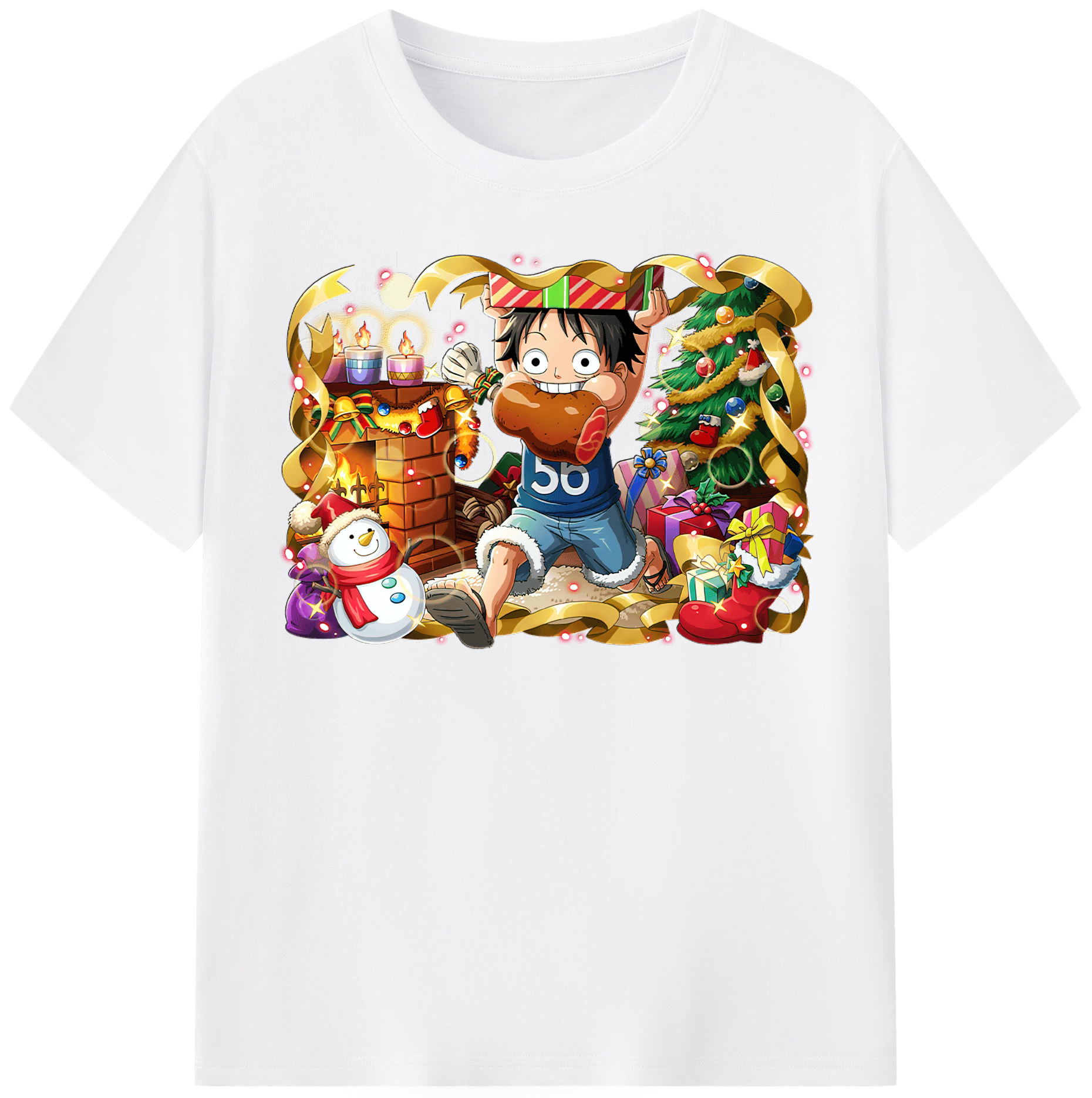 ワンピース モンキー・D・ルフィ ONE PIECE Monkey D. Luffy 綿100％半袖Tシャツ（フロントプリント）