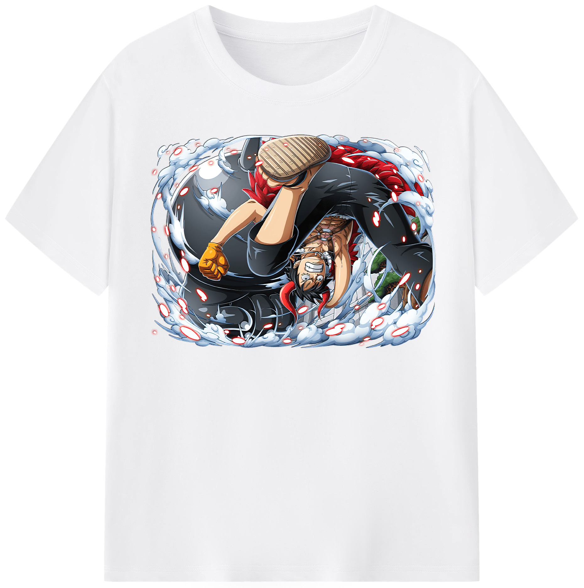 ワンピース モンキー・D・ルフィ ONE PIECE Monkey D. Luffy 綿100％半袖Tシャツ（フロントプリント）