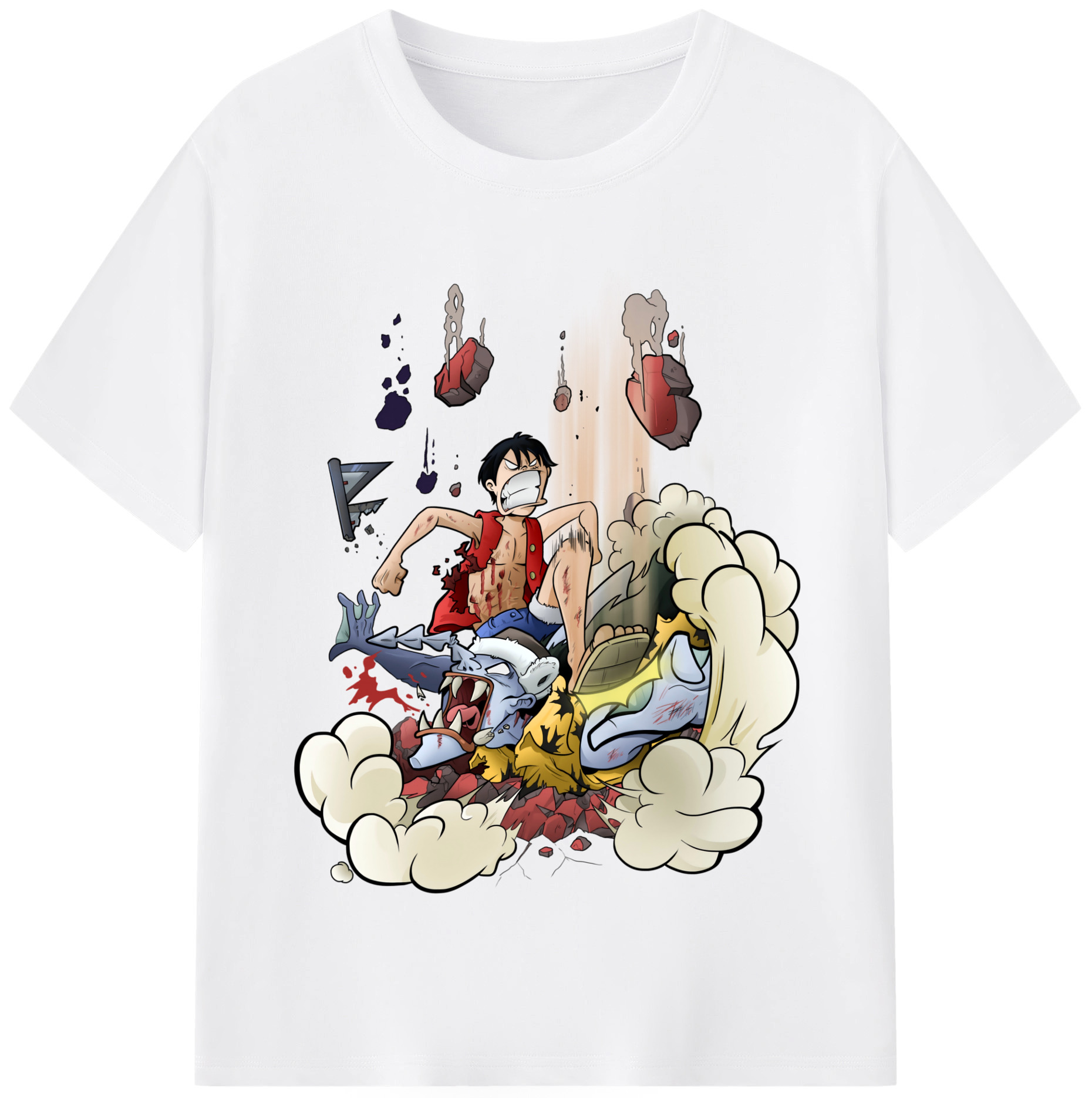 ワンピース モンキー・D・ルフィ ONE PIECE Monkey D. Luffy 綿100％半袖Tシャツ（フロントプリント）