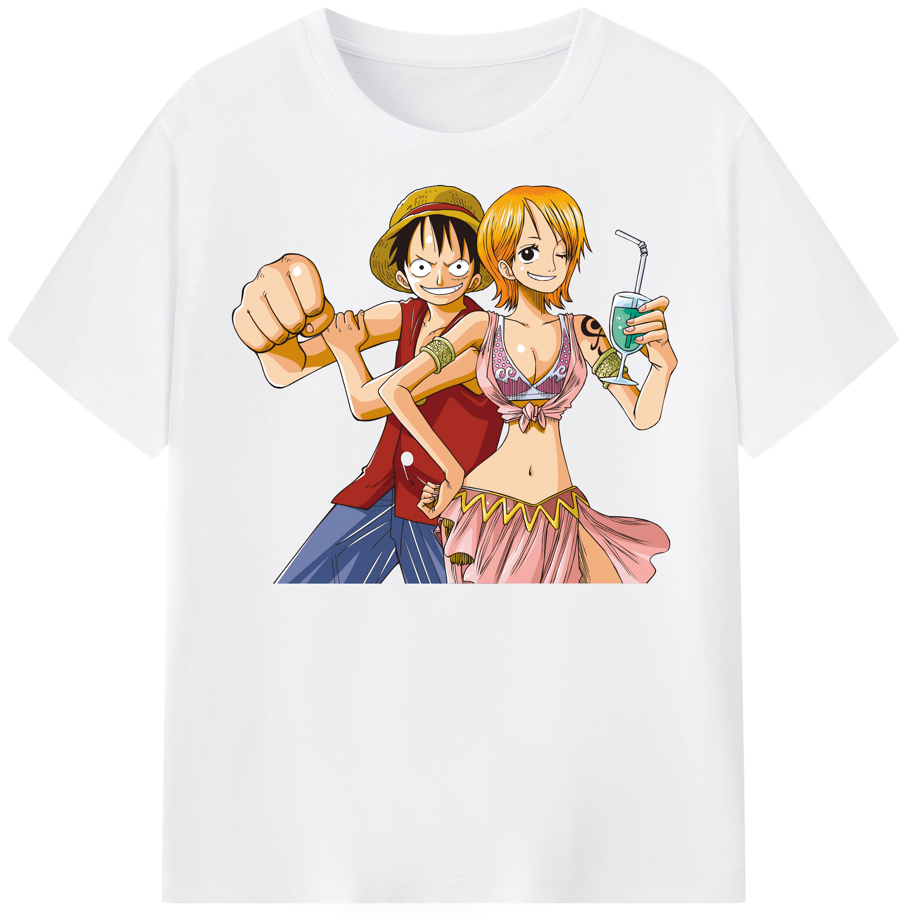 ワンピース モンキー・D・ルフィ ONE PIECE Monkey D. Luffy 綿100％半袖Tシャツ（フロントプリント）
