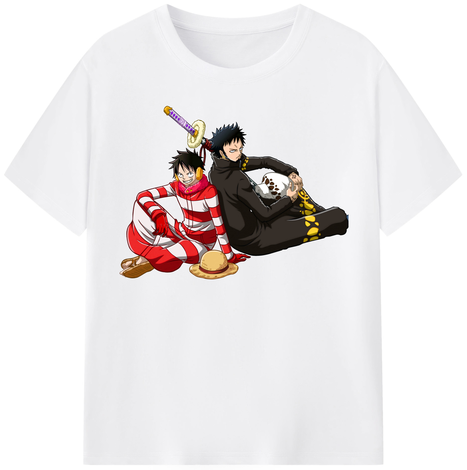 ワンピース モンキー・D・ルフィ ONE PIECE Monkey D. Luffy 綿100％半袖Tシャツ（フロントプリント）