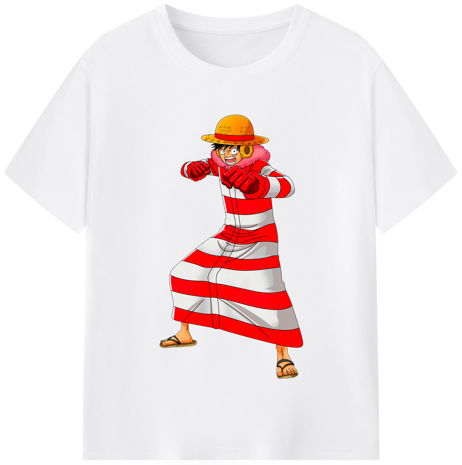 ワンピース モンキー・D・ルフィ ONE PIECE Monkey D. Luffy 綿100％半袖Tシャツ（フロントプリント）