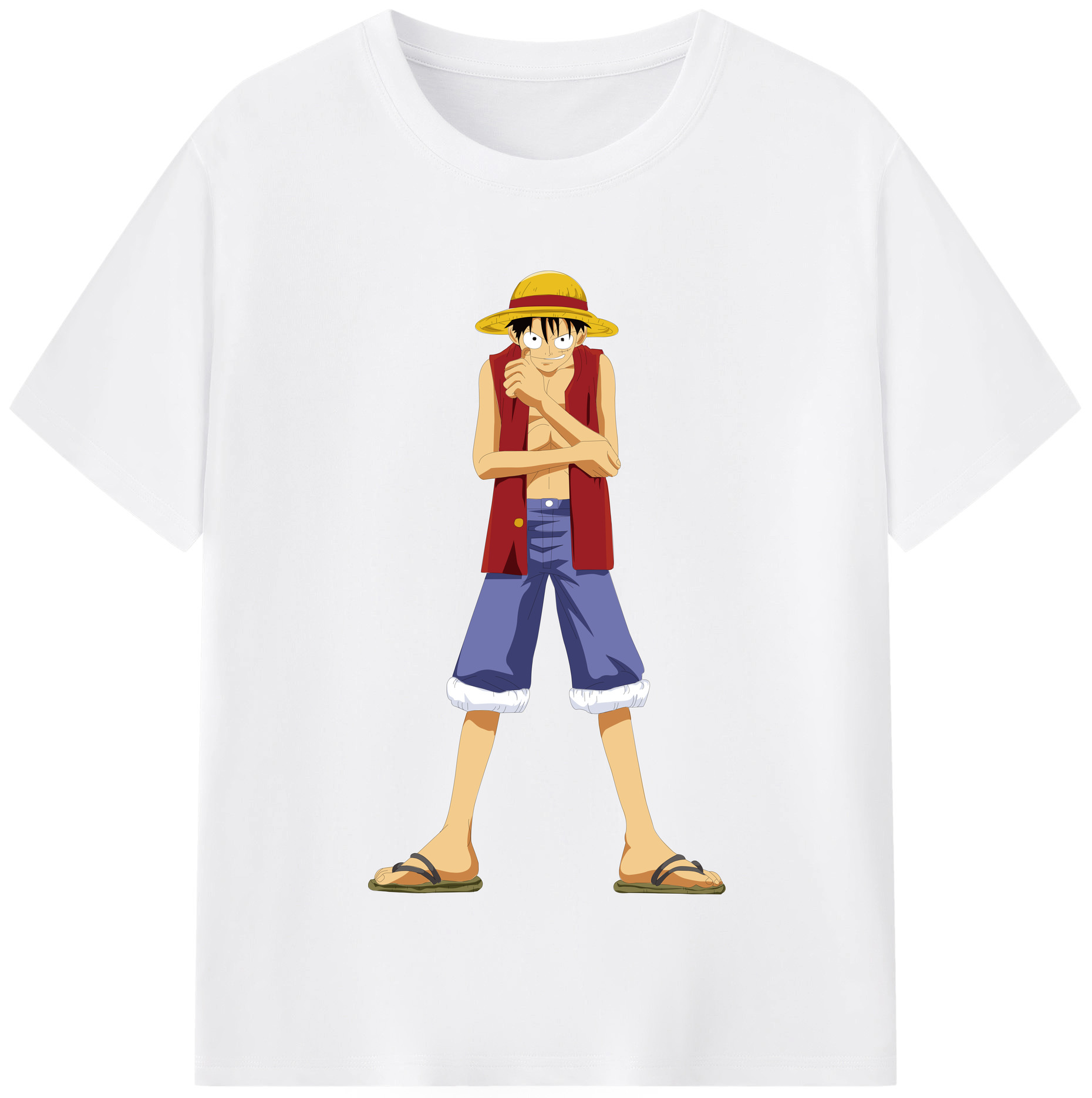 ワンピース モンキー・D・ルフィ ONE PIECE Monkey D. Luffy 綿100％半袖Tシャツ（フロントプリント）