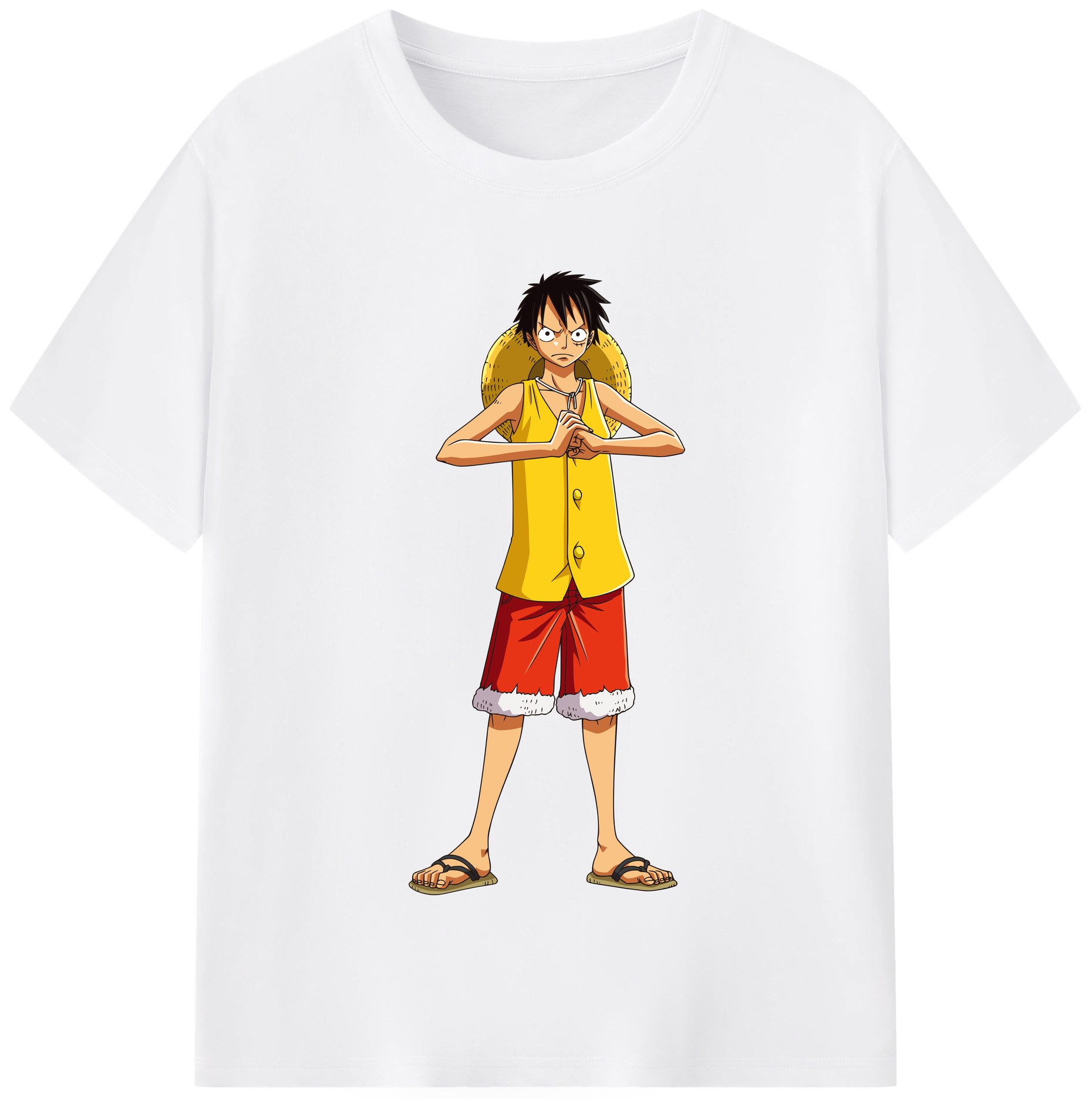 ワンピース モンキー・D・ルフィ ONE PIECE Monkey D. Luffy 綿100％半袖Tシャツ（フロントプリント）