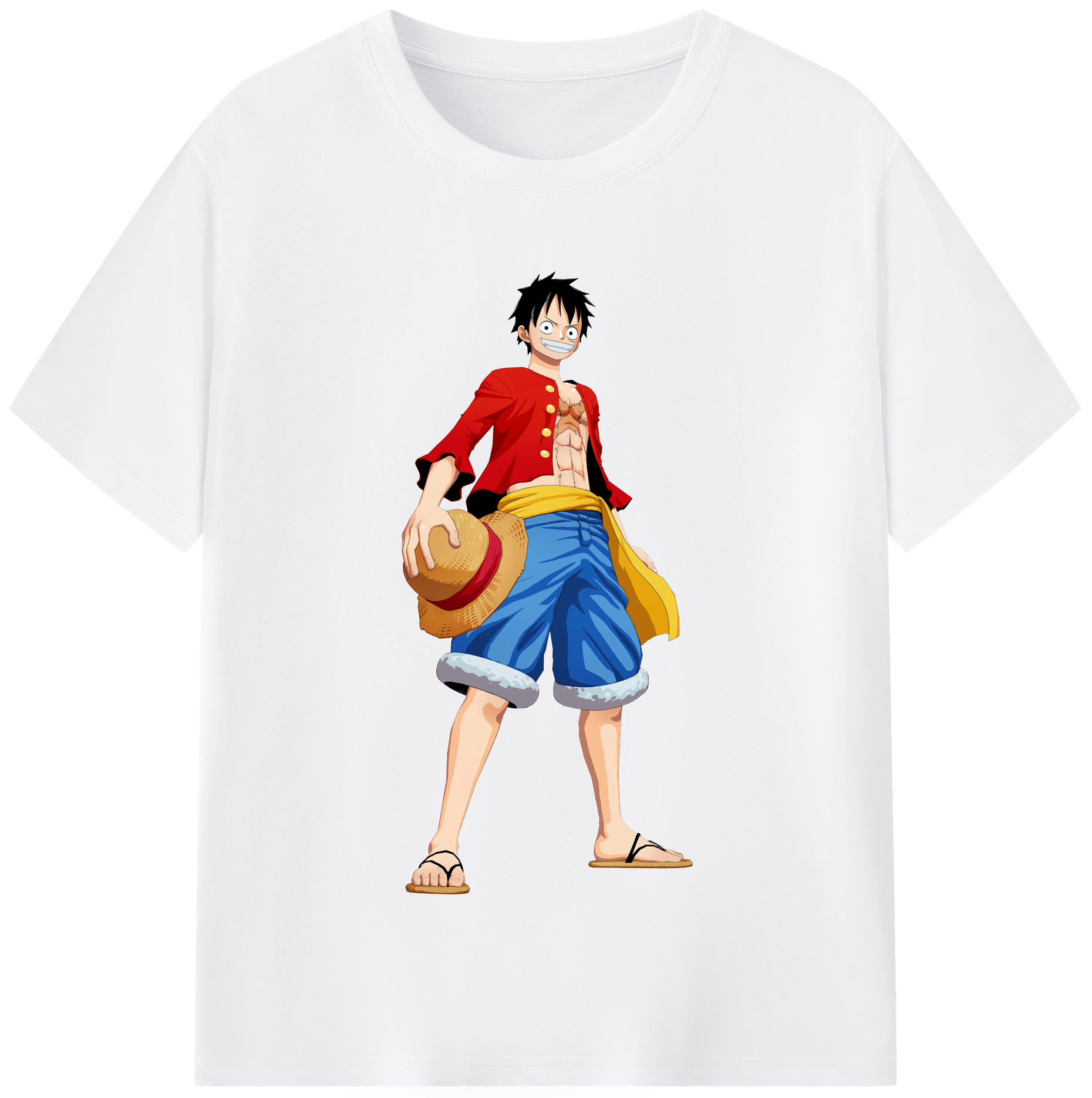 ワンピース モンキー・D・ルフィ ONE PIECE Monkey D. Luffy 綿100％半袖Tシャツ（フロントプリント）