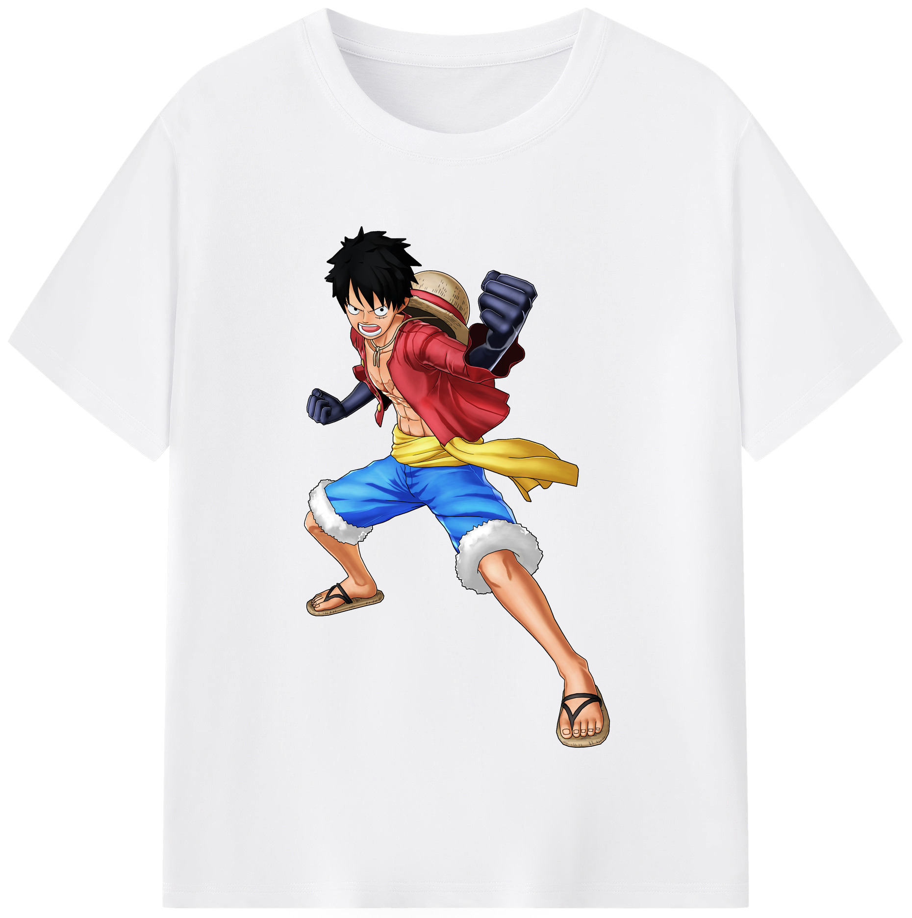 ワンピース モンキー・D・ルフィ ONE PIECE Monkey D. Luffy 綿100％半袖Tシャツ（フロントプリント）