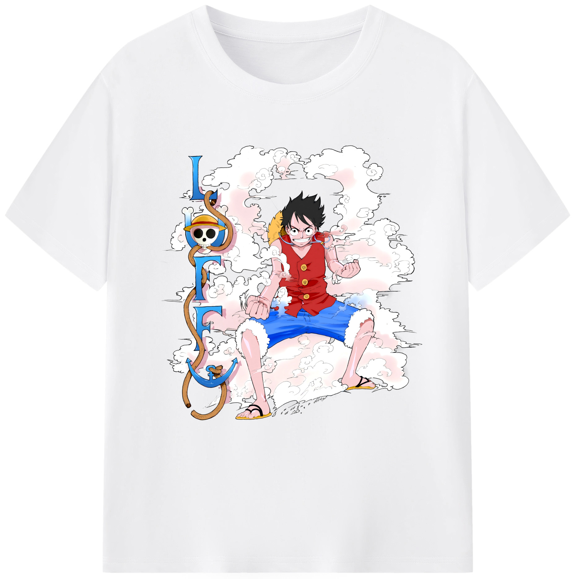 ワンピース モンキー・D・ルフィ ONE PIECE Monkey D. Luffy 綿100％半袖Tシャツ（フロントプリント）