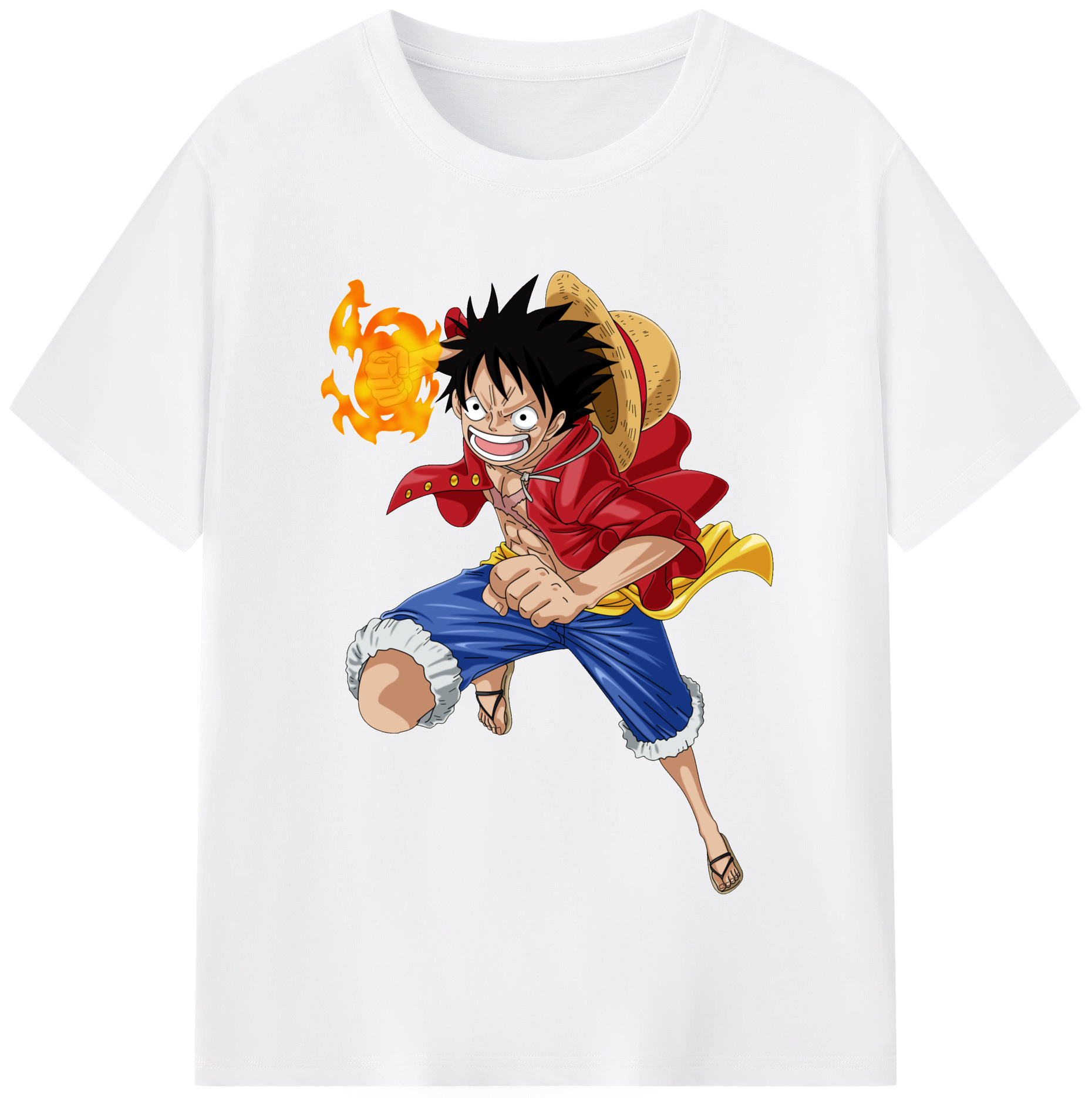 ワンピース モンキー・D・ルフィ ONE PIECE Monkey D. Luffy 綿100％半袖Tシャツ（フロントプリント）