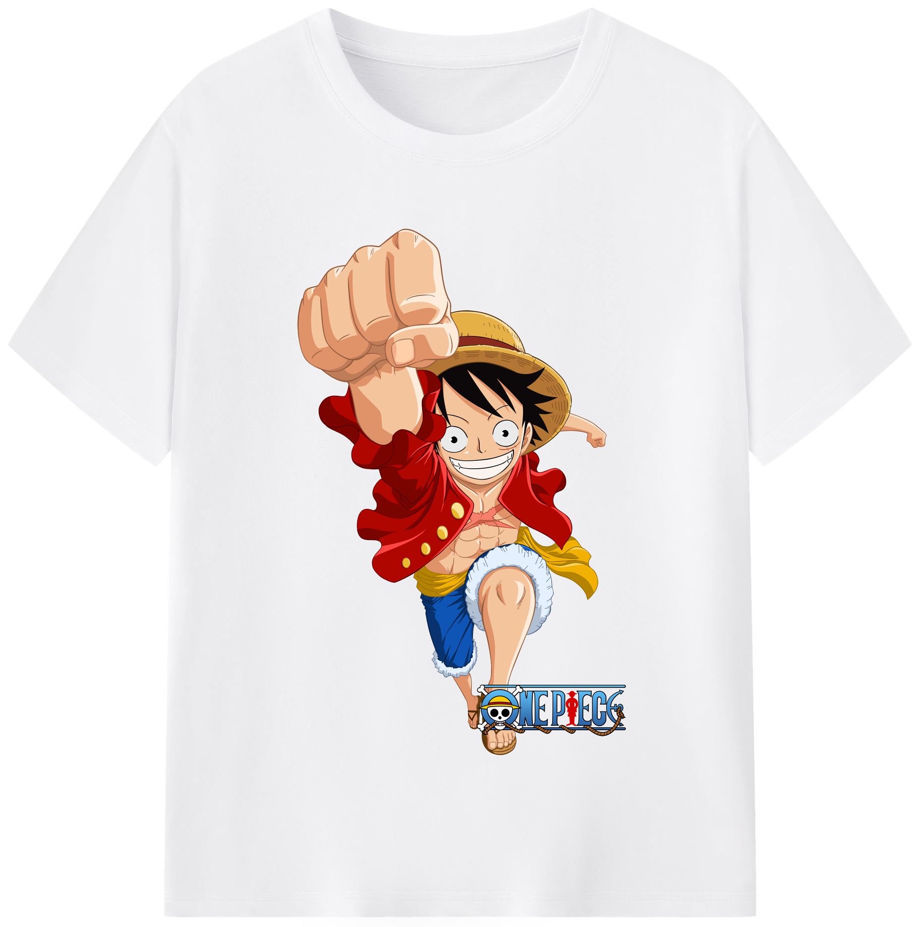 ワンピース モンキー・D・ルフィ ONE PIECE Monkey D. Luffy 綿100％半袖Tシャツ（フロントプリント）