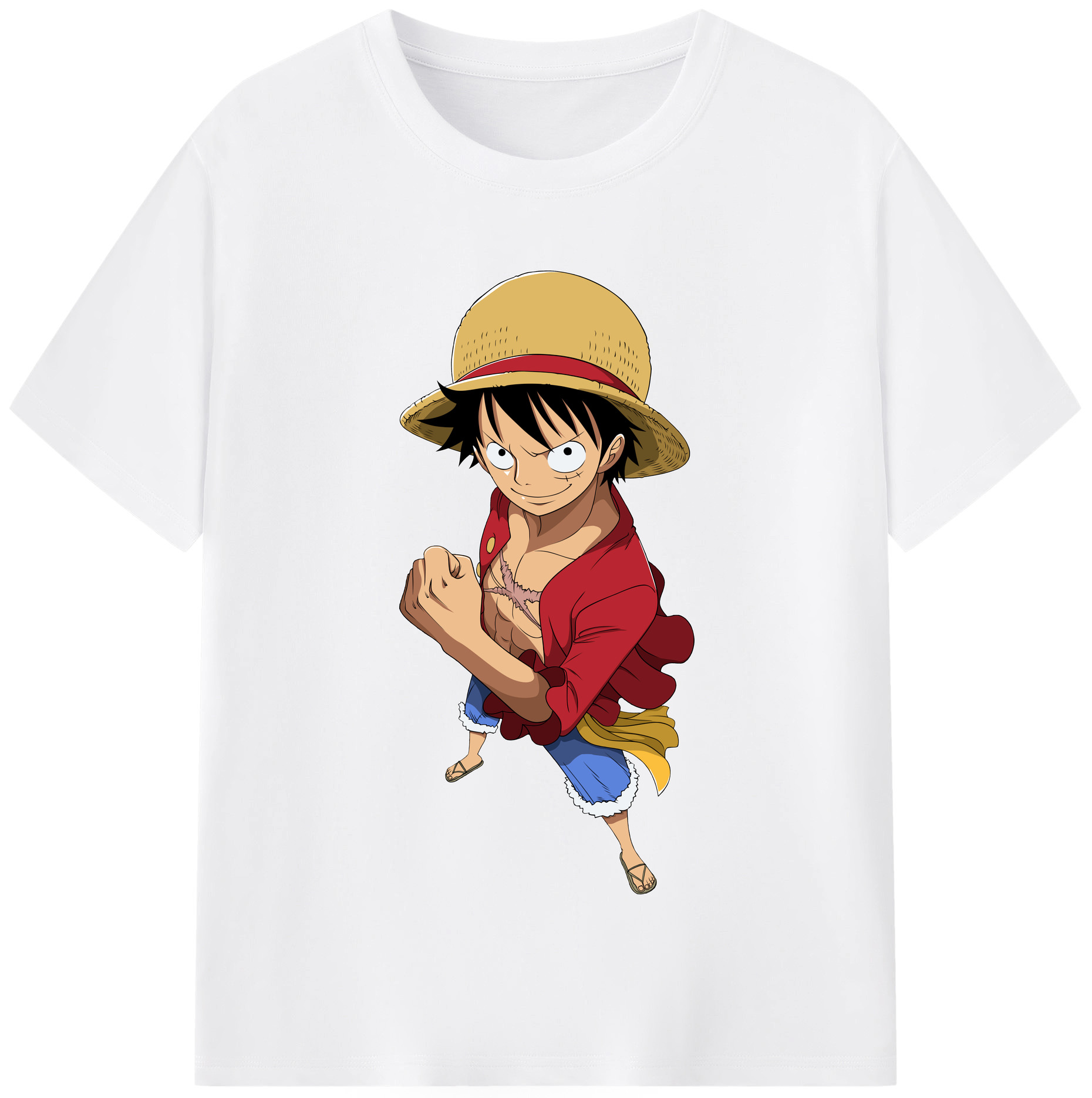 ワンピース モンキー・D・ルフィ ONE PIECE Monkey D. Luffy 綿100％半袖Tシャツ（フロントプリント）