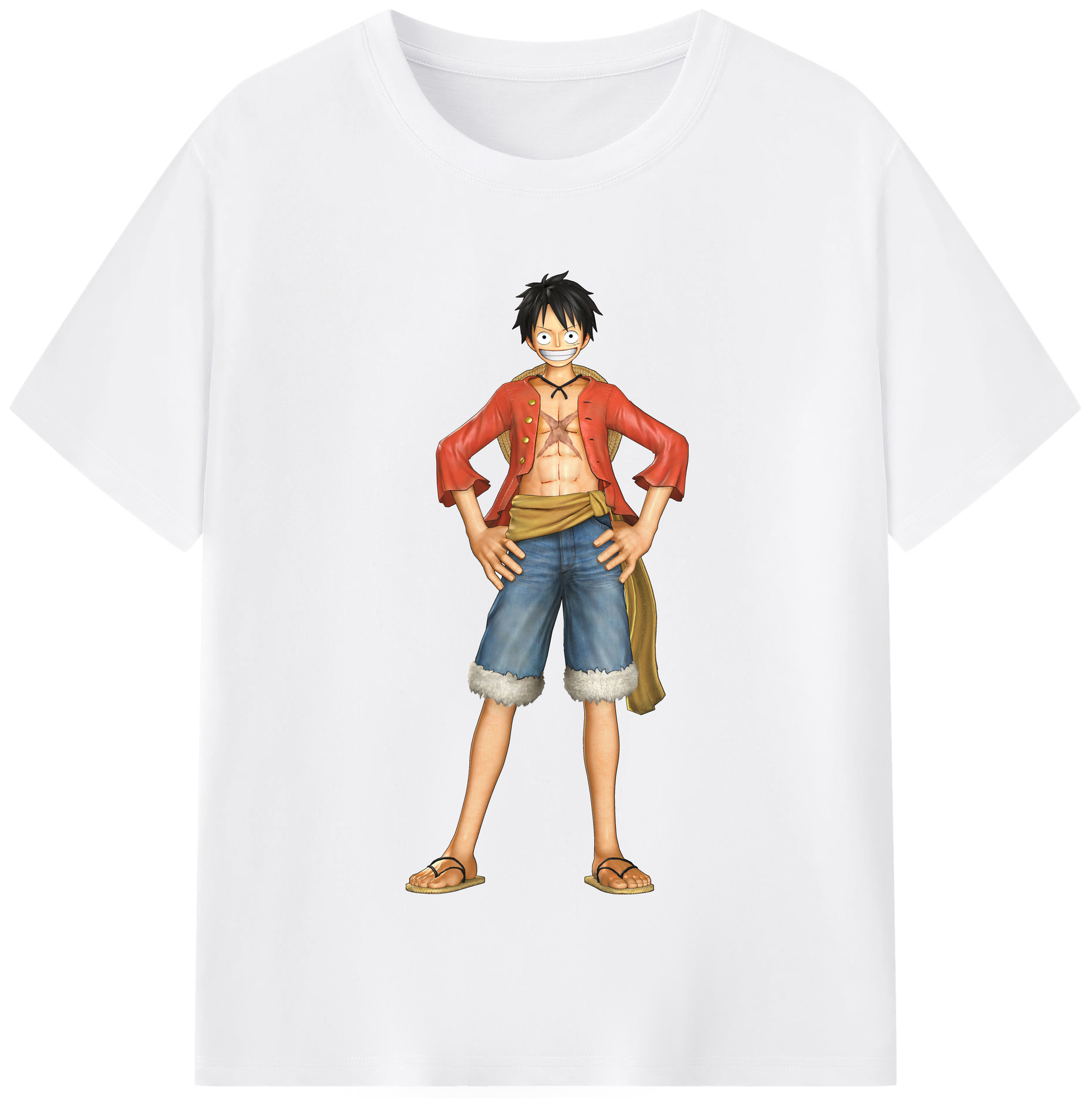 ワンピース モンキー・D・ルフィ ONE PIECE Monkey D. Luffy 綿100％半袖Tシャツ（フロントプリント）