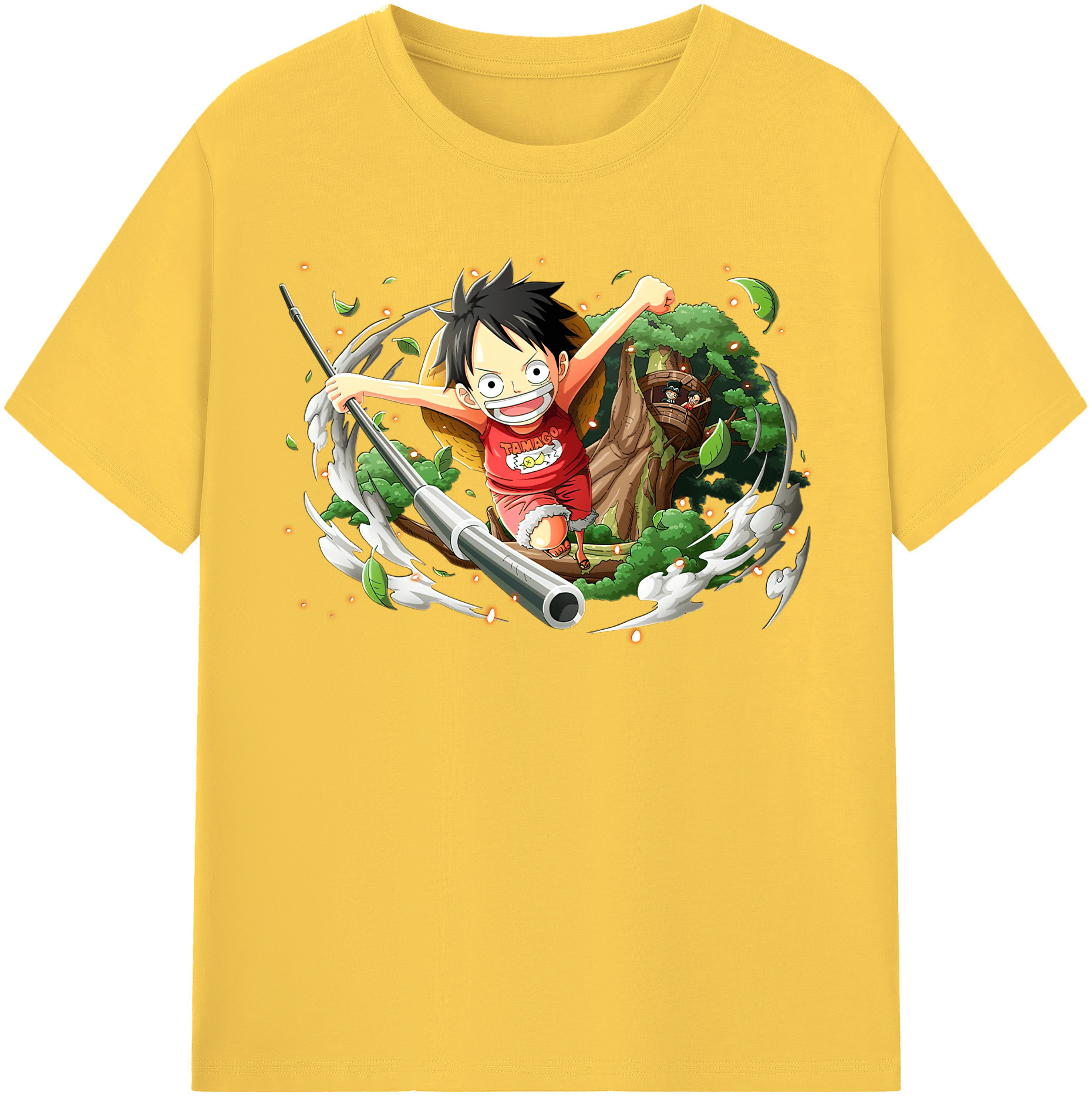 ワンピース モンキー・D・ルフィ ONE PIECE Monkey D. Luffy 綿100％半袖Tシャツ（フロントプリント）