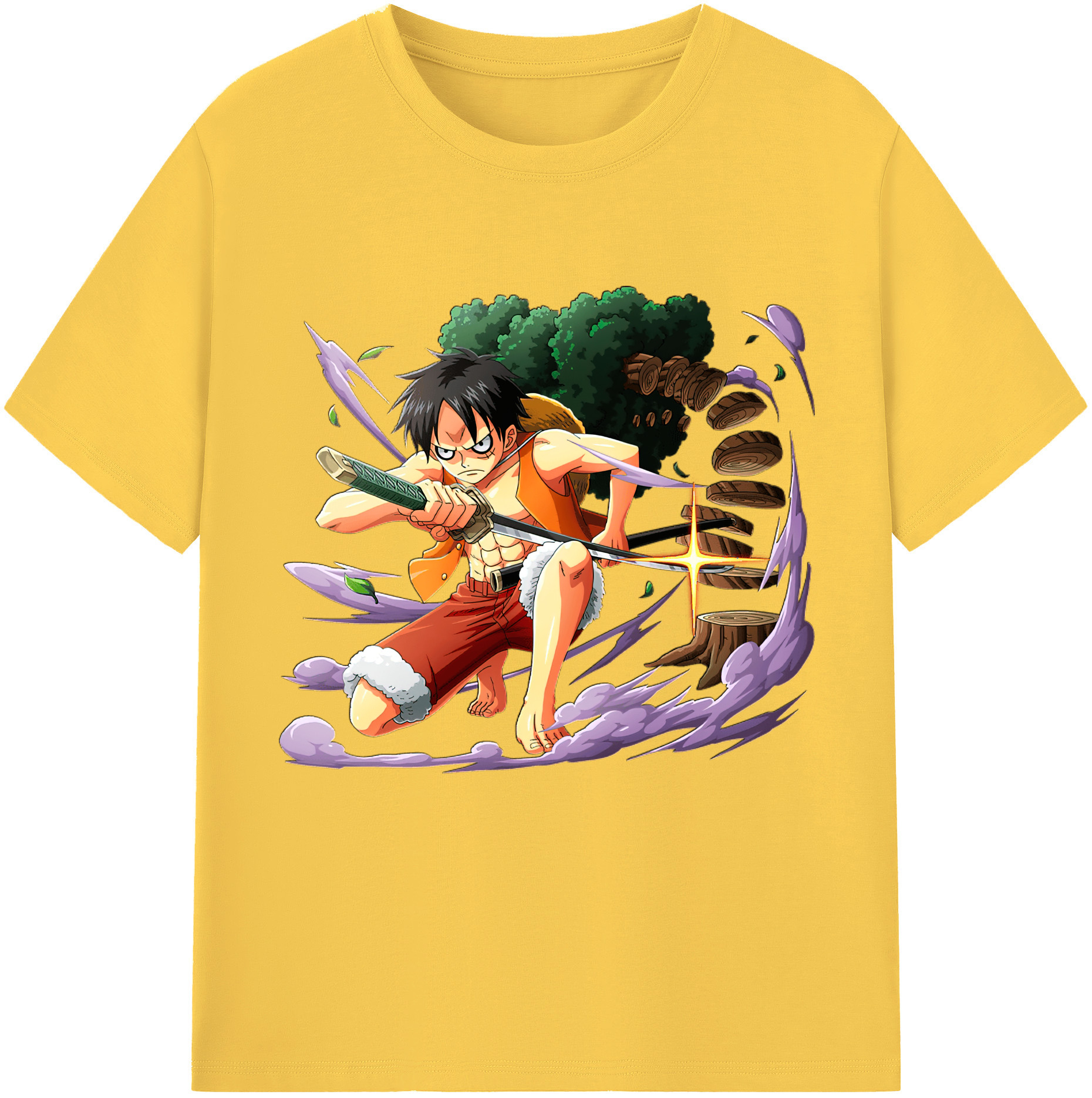 ワンピース モンキー・D・ルフィ ONE PIECE Monkey D. Luffy 綿100％半袖Tシャツ（フロントプリント）
