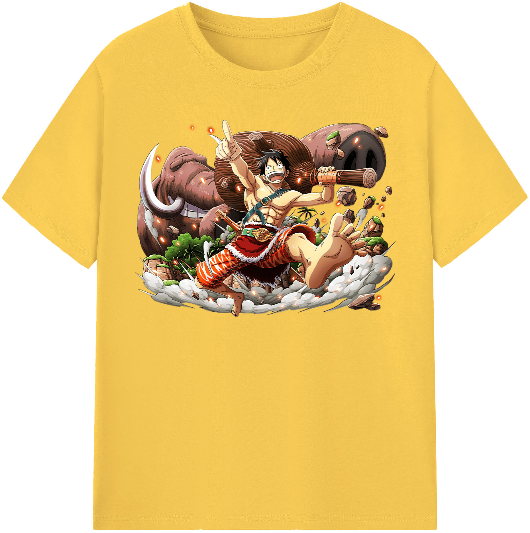 ワンピース モンキー・D・ルフィ ONE PIECE Monkey D. Luffy 綿100％半袖Tシャツ（フロントプリント）