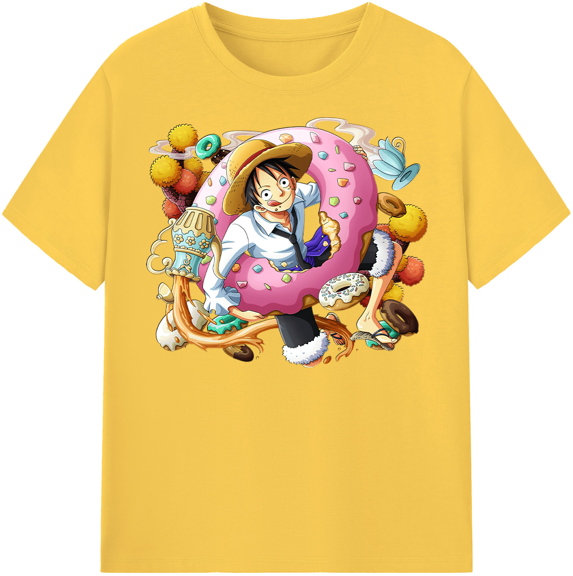 ワンピース モンキー・D・ルフィ ONE PIECE Monkey D. Luffy 綿100％半袖Tシャツ（フロントプリント）