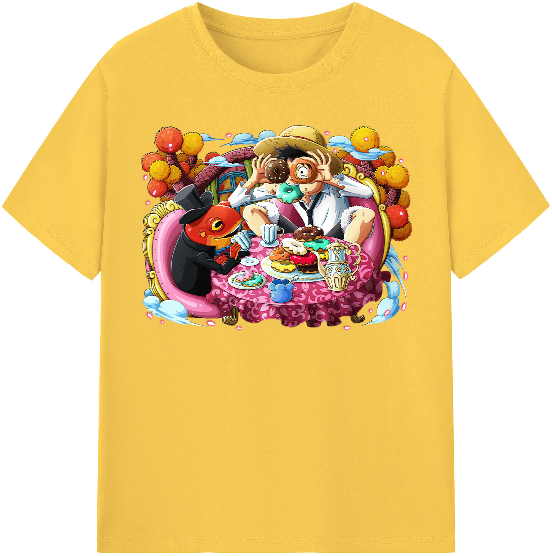 ワンピース モンキー・D・ルフィ ONE PIECE Monkey D. Luffy 綿100％半袖Tシャツ（フロントプリント）