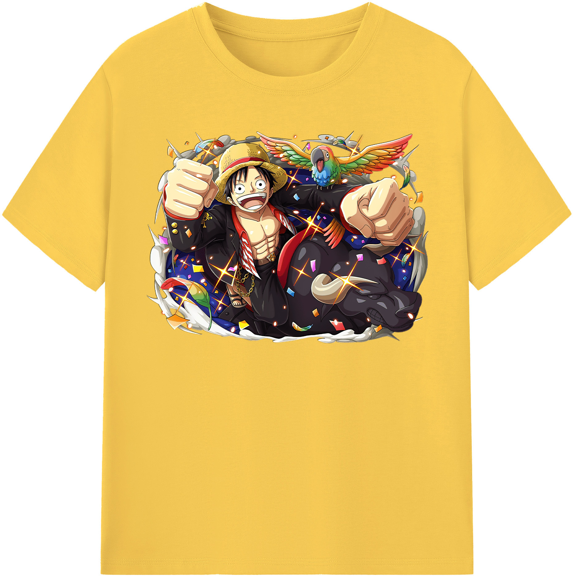 ワンピース モンキー・D・ルフィ ONE PIECE Monkey D. Luffy 綿100％半袖Tシャツ（フロントプリント）