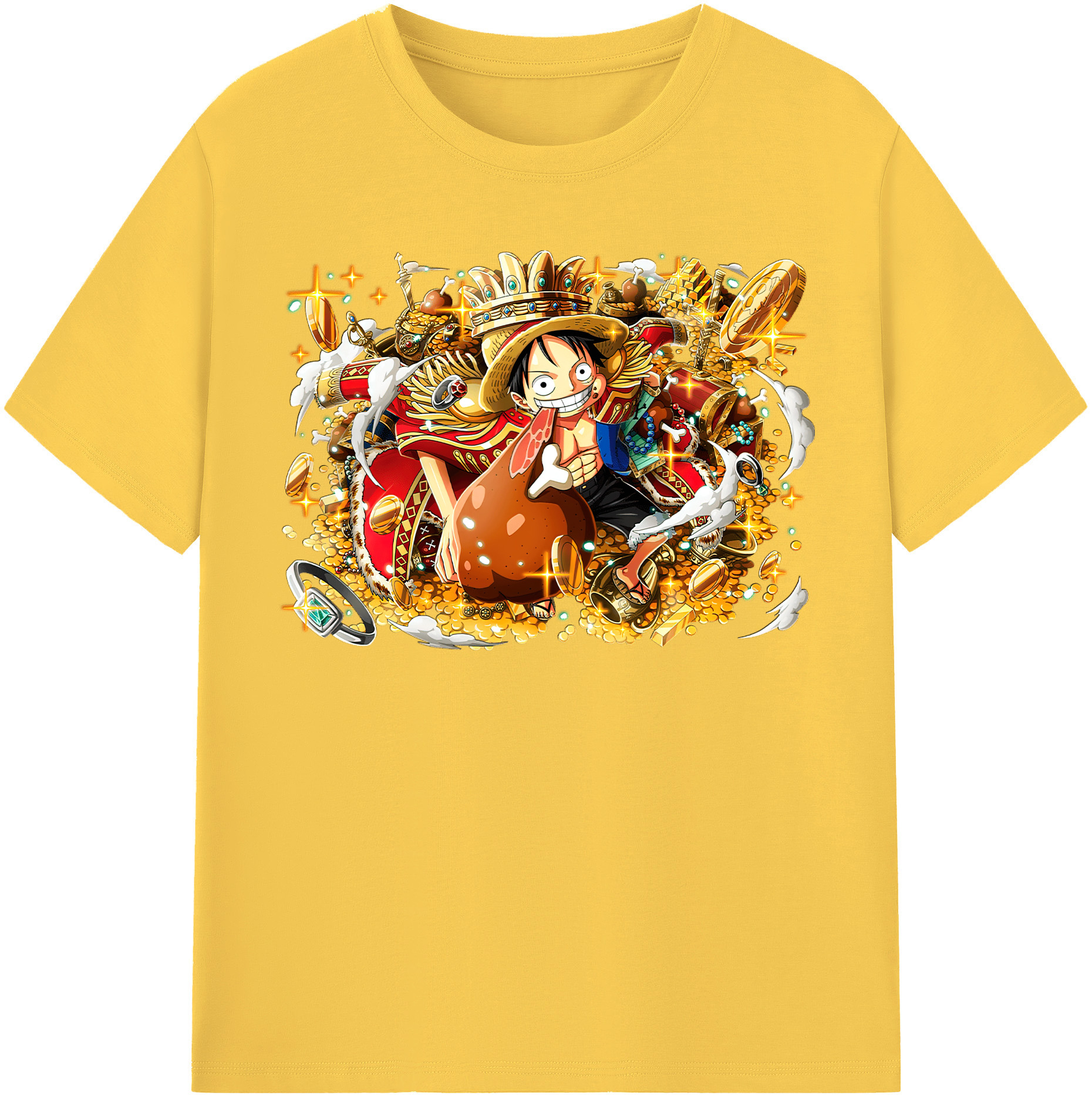 ワンピース モンキー・D・ルフィ ONE PIECE Monkey D. Luffy 綿100％半袖Tシャツ（フロントプリント）
