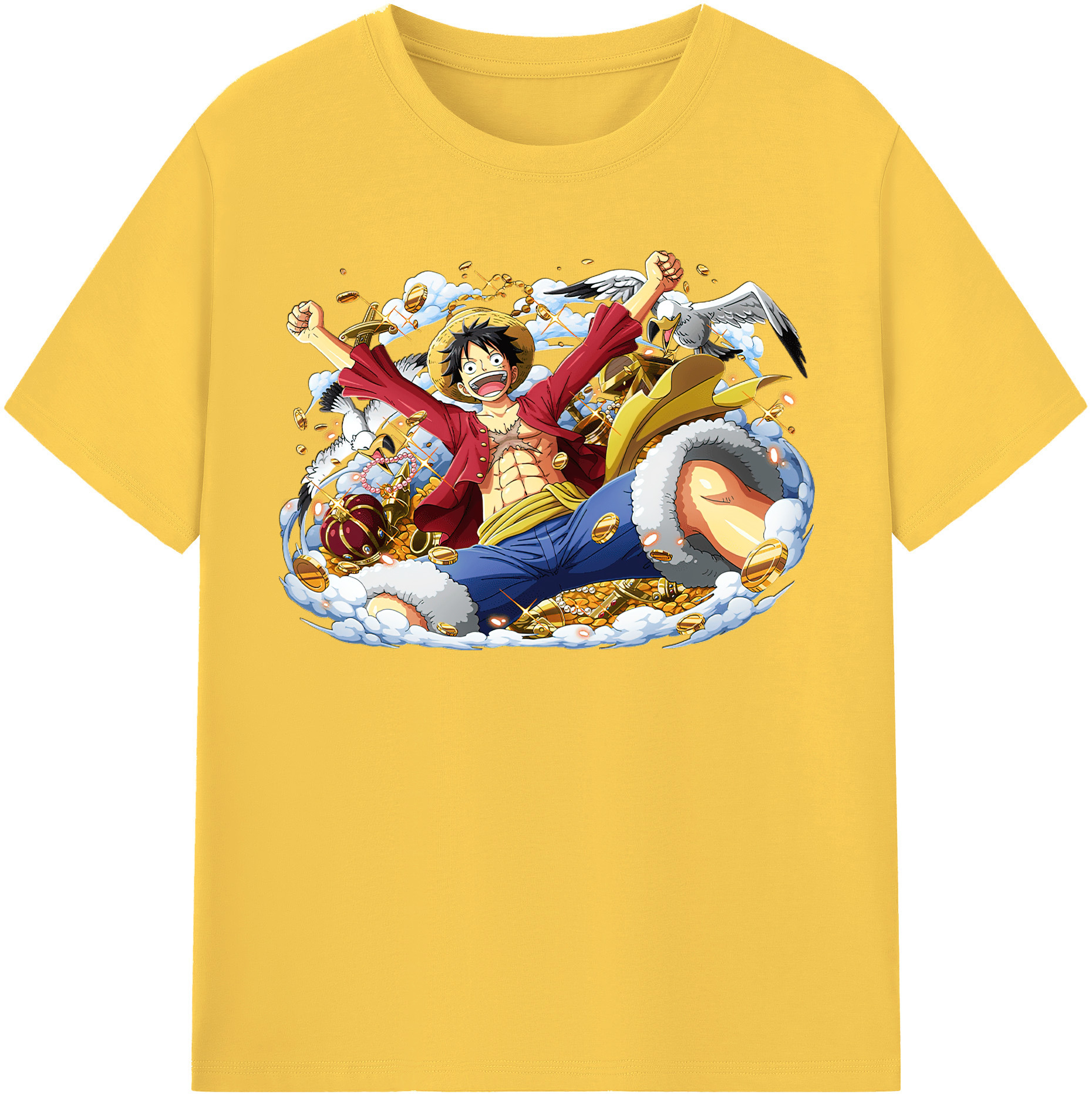 ワンピース モンキー・D・ルフィ ONE PIECE Monkey D. Luffy 綿100％半袖Tシャツ（フロントプリント）