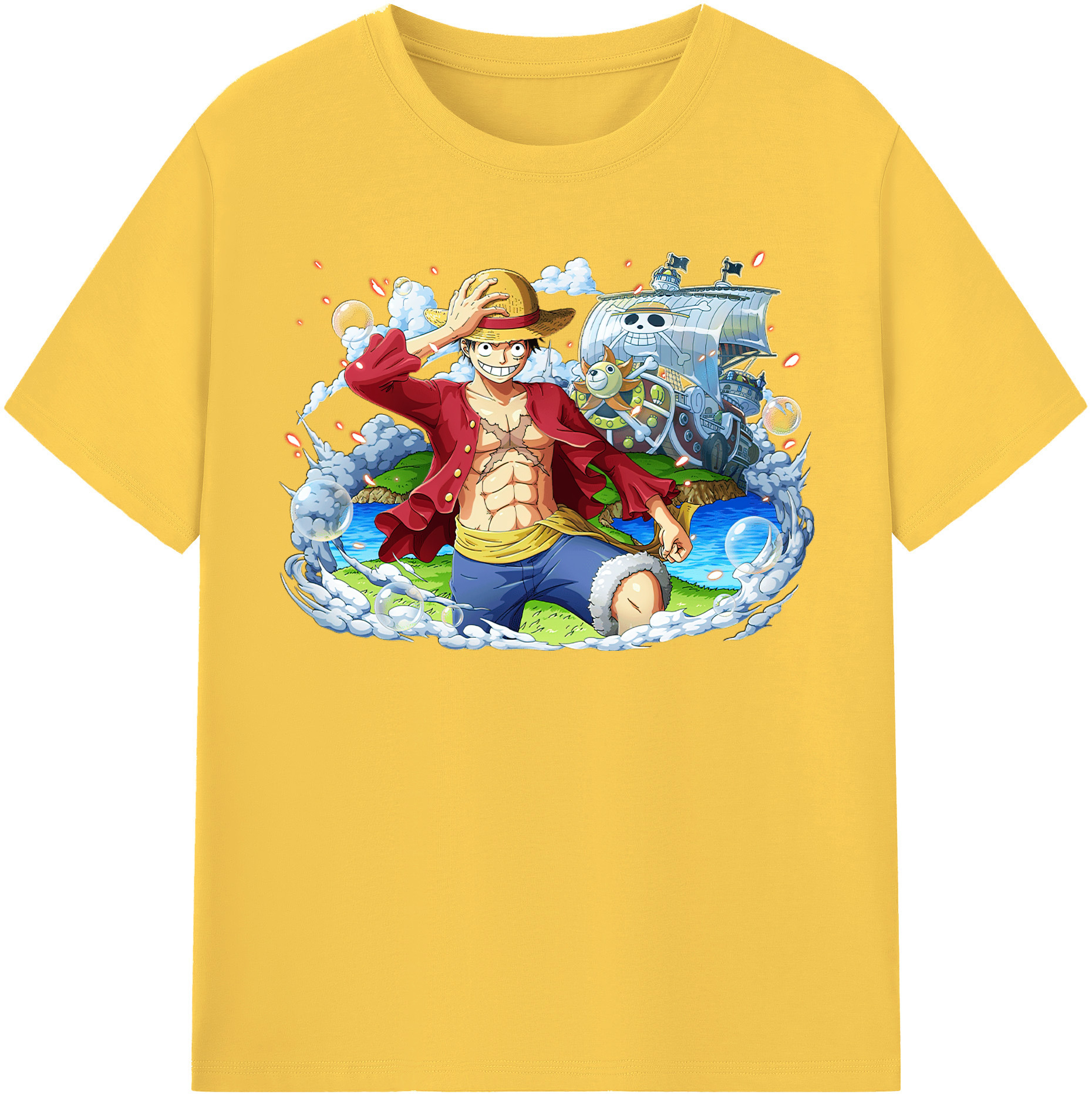 ワンピース モンキー・D・ルフィ ONE PIECE Monkey D. Luffy 綿100％半袖Tシャツ（フロントプリント）
