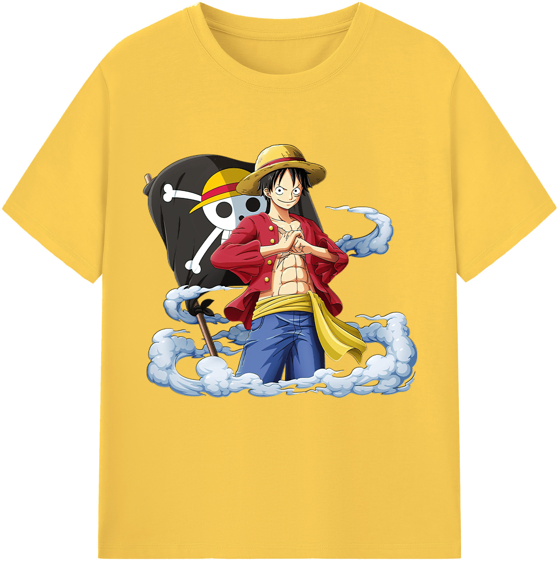 ワンピース モンキー・D・ルフィ ONE PIECE Monkey D. Luffy 綿100％半袖Tシャツ（フロントプリント）