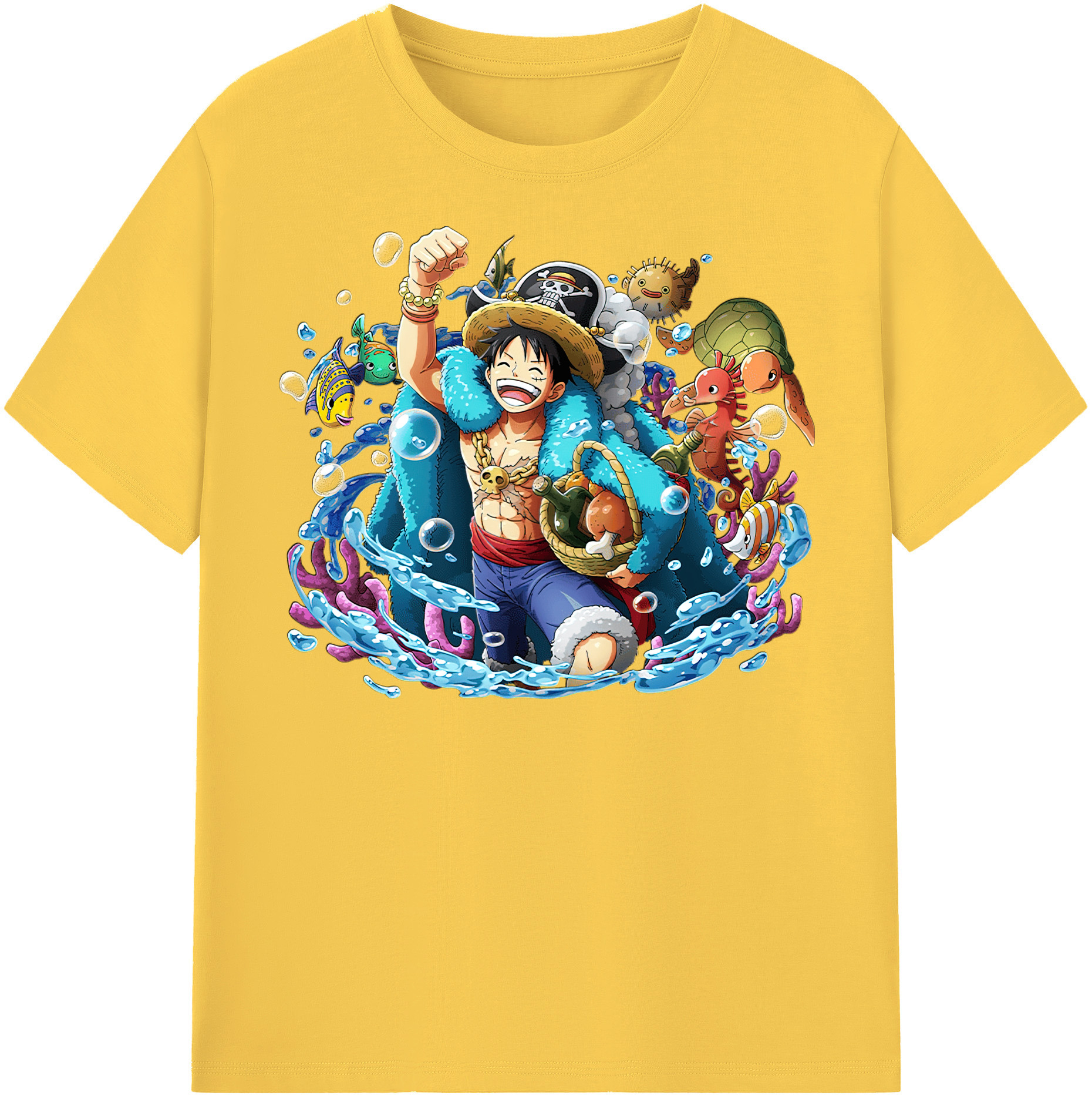 ワンピース モンキー・D・ルフィ ONE PIECE Monkey D. Luffy 綿100％半袖Tシャツ（フロントプリント）