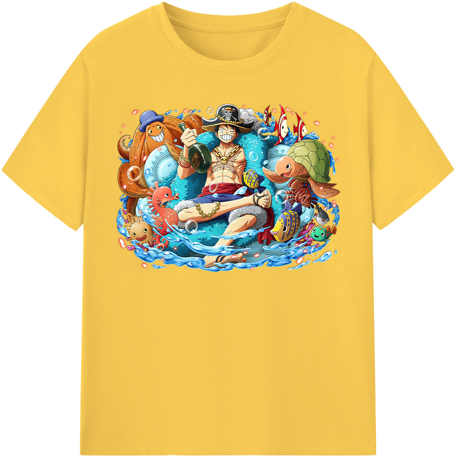 ワンピース モンキー・D・ルフィ ONE PIECE Monkey D. Luffy 綿100％半袖Tシャツ（フロントプリント）