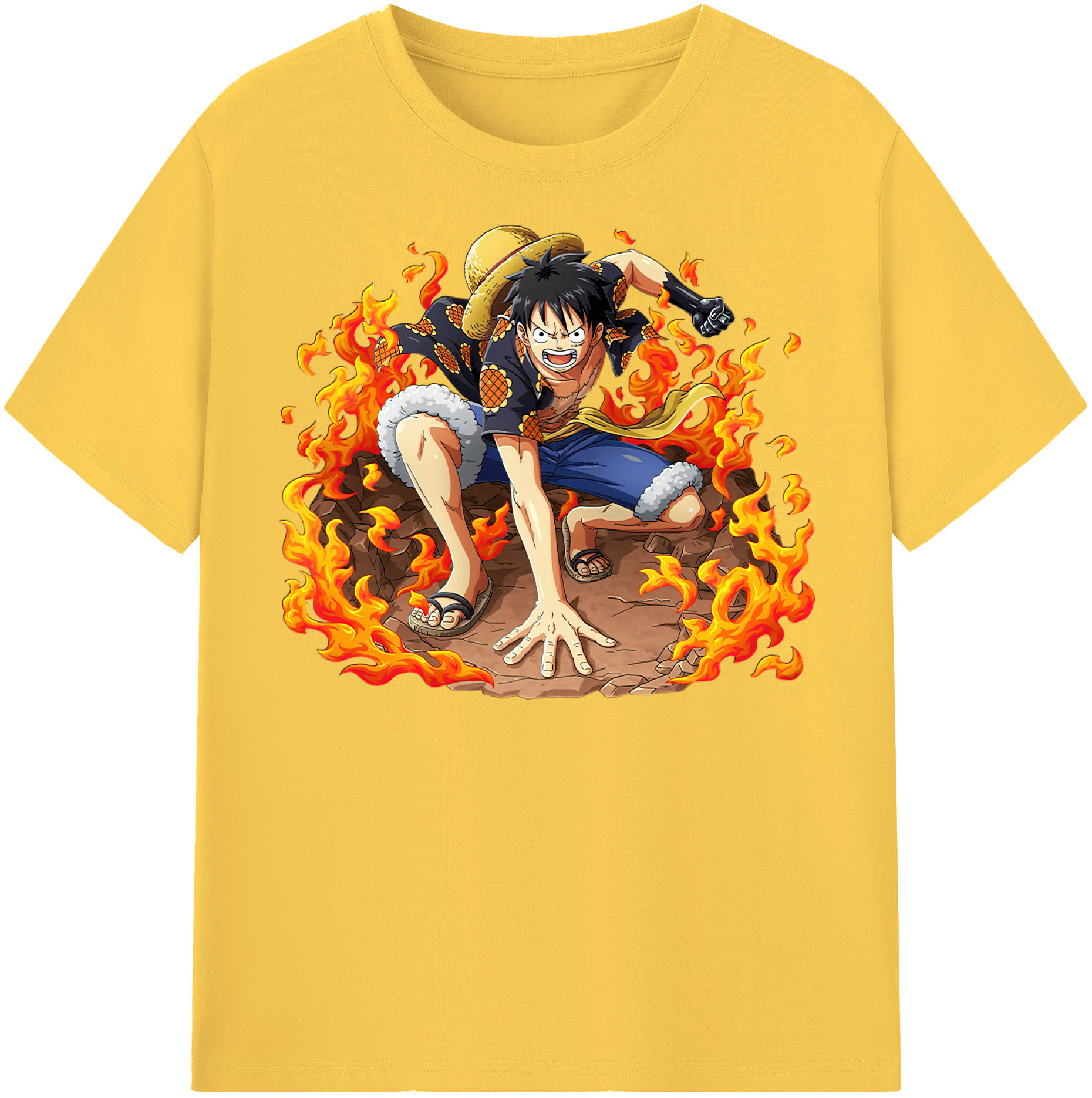 ワンピース モンキー・D・ルフィ ONE PIECE Monkey D. Luffy 綿100％半袖Tシャツ（フロントプリント）