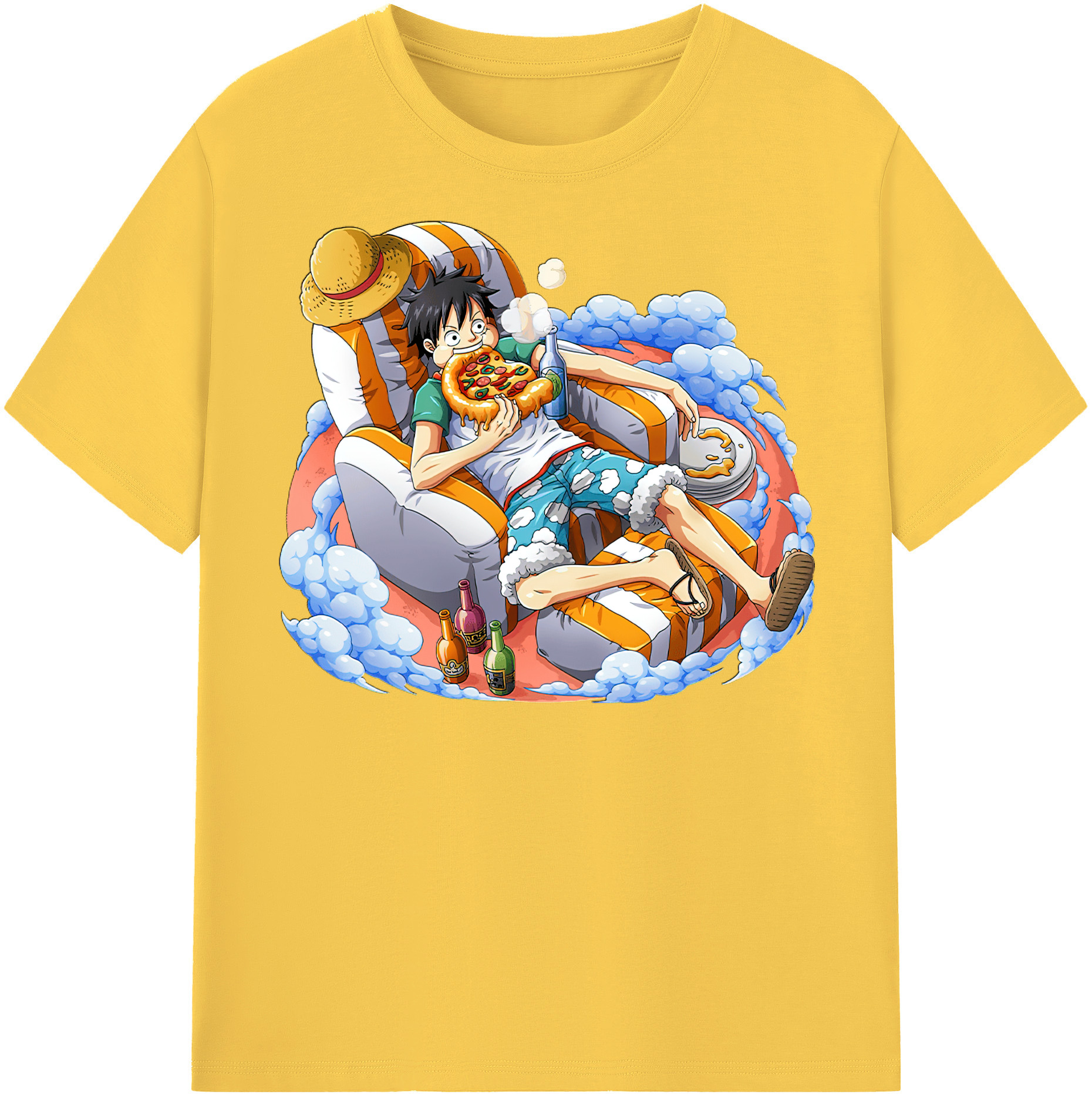 ワンピース モンキー・D・ルフィ ONE PIECE Monkey D. Luffy 綿100％半袖Tシャツ（フロントプリント）