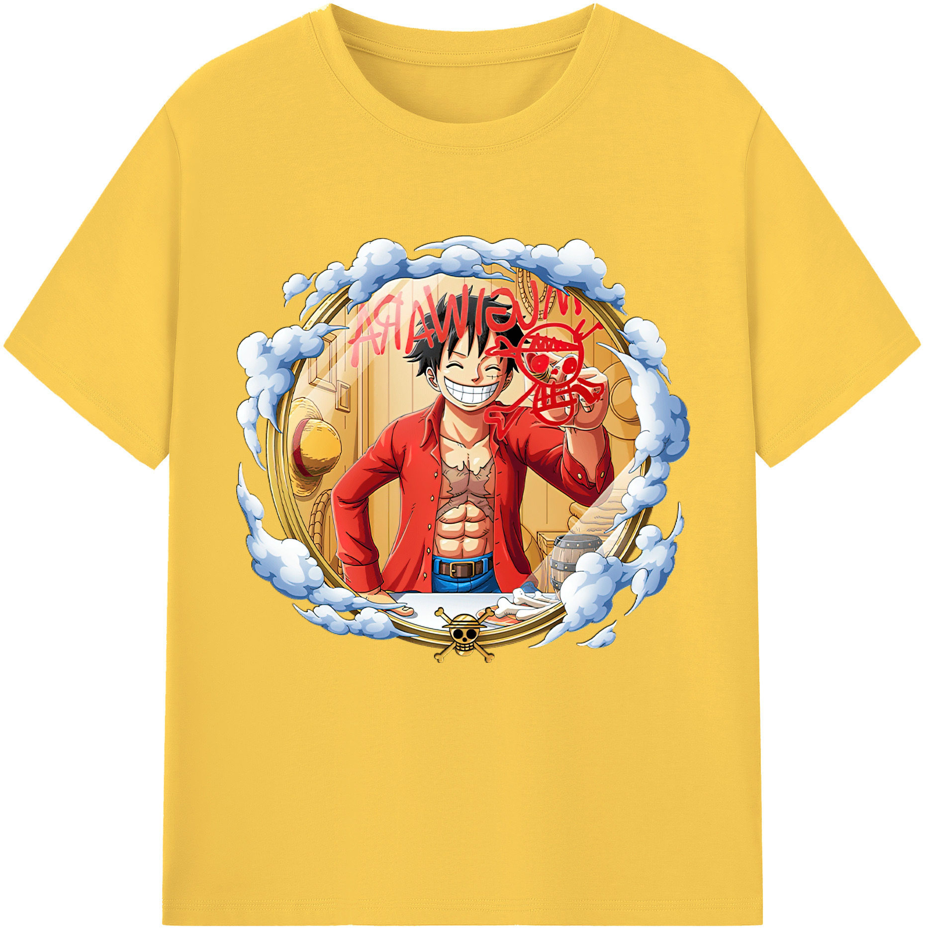 ワンピース モンキー・D・ルフィ ONE PIECE Monkey D. Luffy 綿100％半袖Tシャツ（フロントプリント）