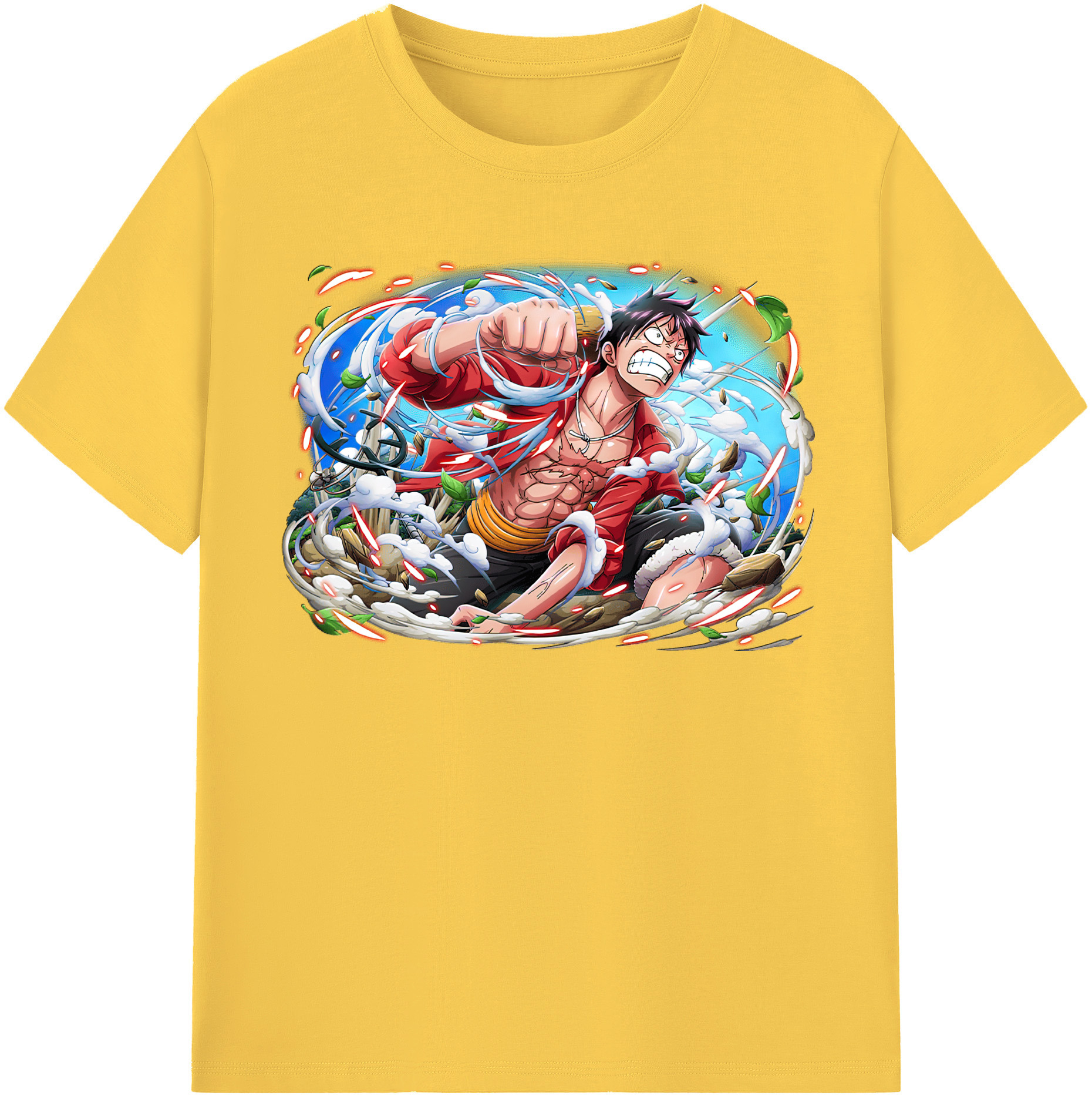ワンピース モンキー・D・ルフィ ONE PIECE Monkey D. Luffy 綿100％半袖Tシャツ（フロントプリント）