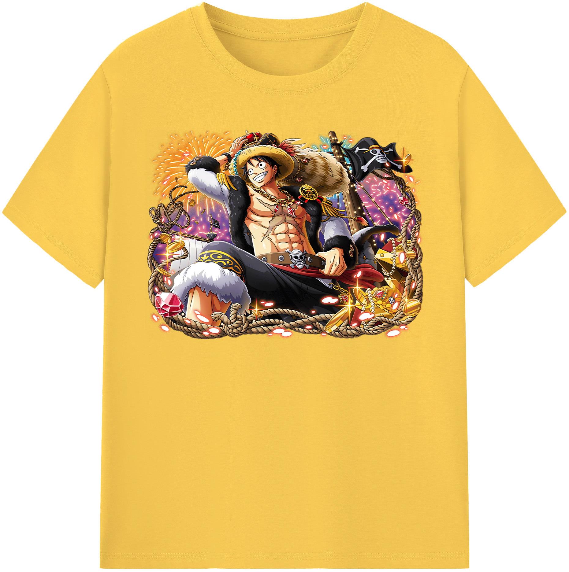 ワンピース モンキー・D・ルフィ ONE PIECE Monkey D. Luffy 綿100％半袖Tシャツ（フロントプリント）