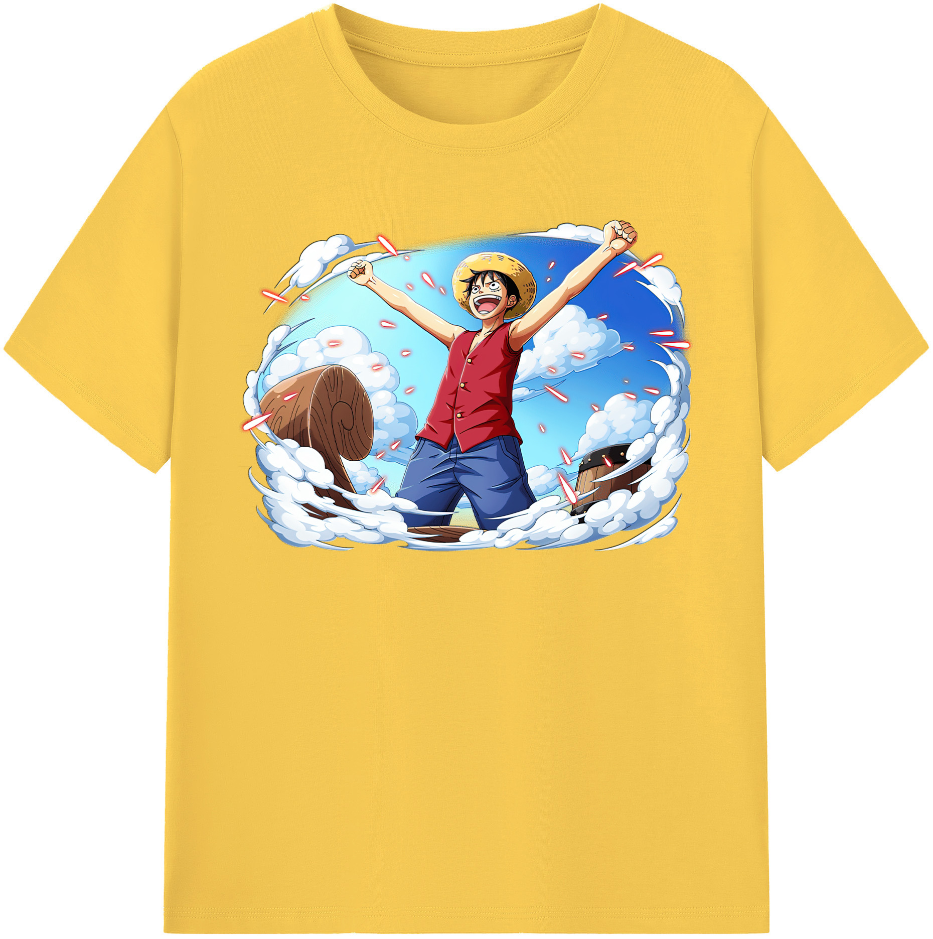 ワンピース モンキー・D・ルフィ ONE PIECE Monkey D. Luffy 綿100％半袖Tシャツ（フロントプリント）