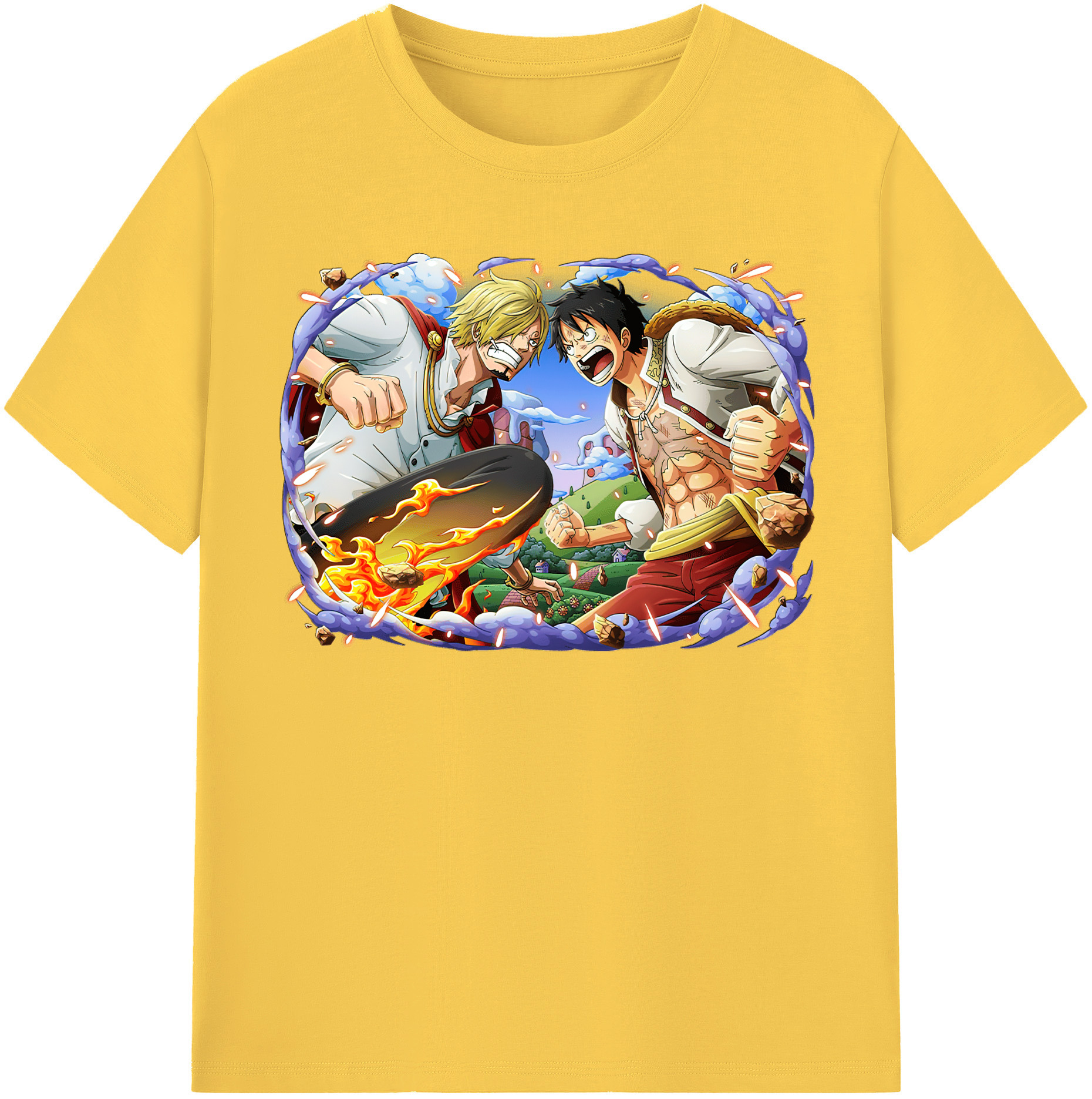 ワンピース モンキー・D・ルフィ ONE PIECE Monkey D. Luffy 綿100％半袖Tシャツ（フロントプリント）