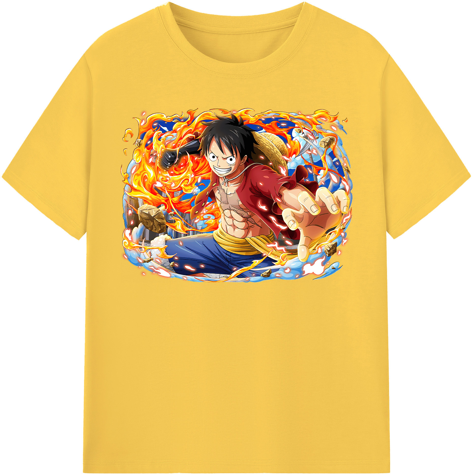 ワンピース モンキー・D・ルフィ ONE PIECE Monkey D. Luffy 綿100％半袖Tシャツ（フロントプリント）