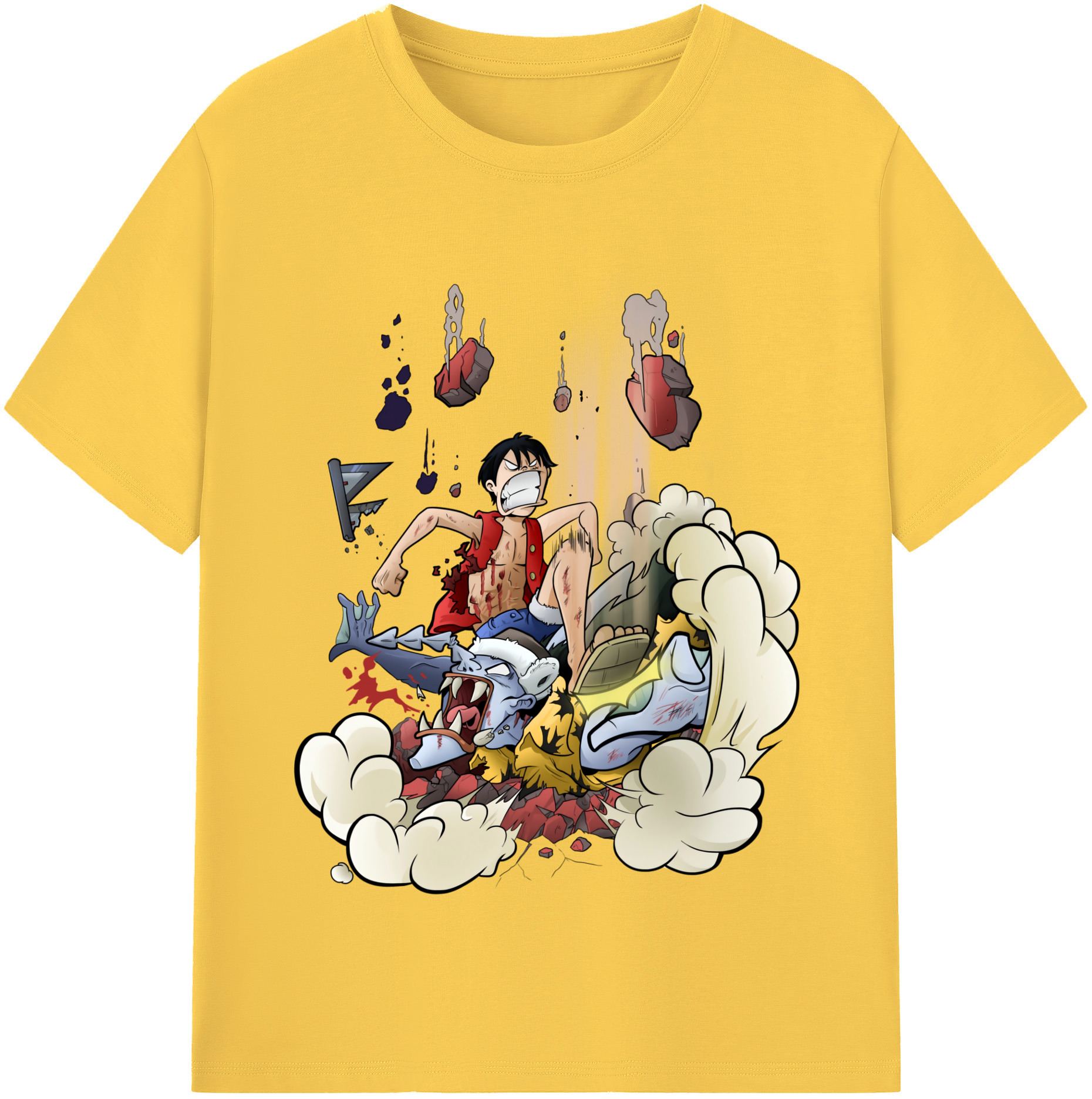 ワンピース モンキー・D・ルフィ ONE PIECE Monkey D. Luffy 綿100％半袖Tシャツ（フロントプリント）