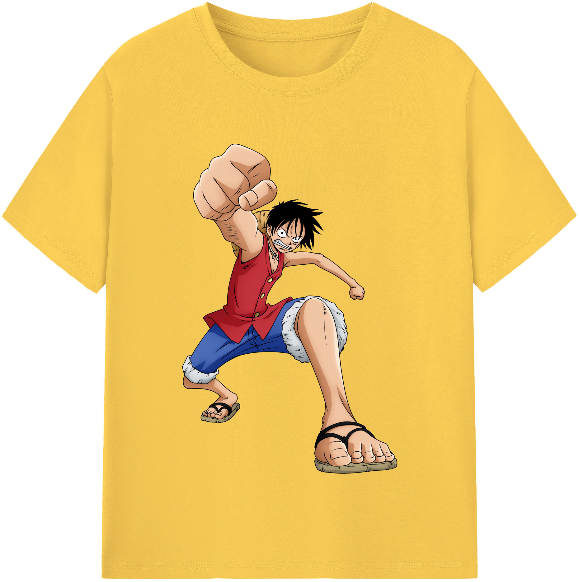 ワンピース モンキー・D・ルフィ ONE PIECE Monkey D. Luffy 綿100％半袖Tシャツ（フロントプリント）
