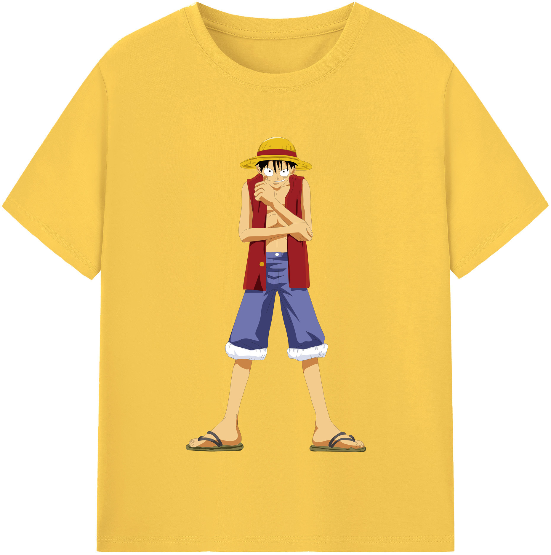 ワンピース モンキー・D・ルフィ ONE PIECE Monkey D. Luffy 綿100％半袖Tシャツ（フロントプリント）