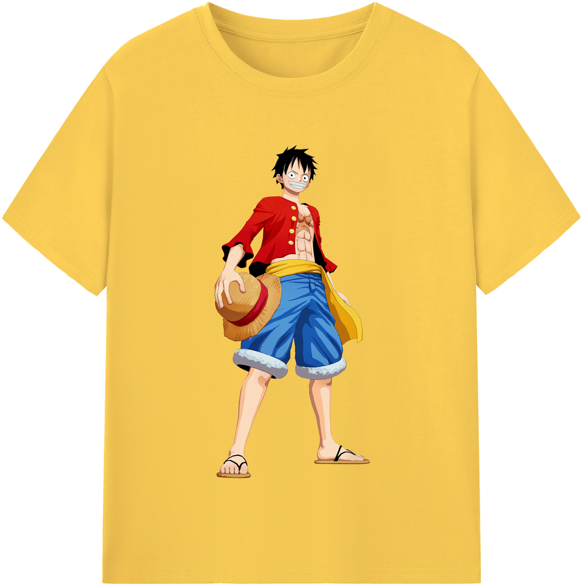ワンピース モンキー・D・ルフィ ONE PIECE Monkey D. Luffy 綿100％半袖Tシャツ（フロントプリント）