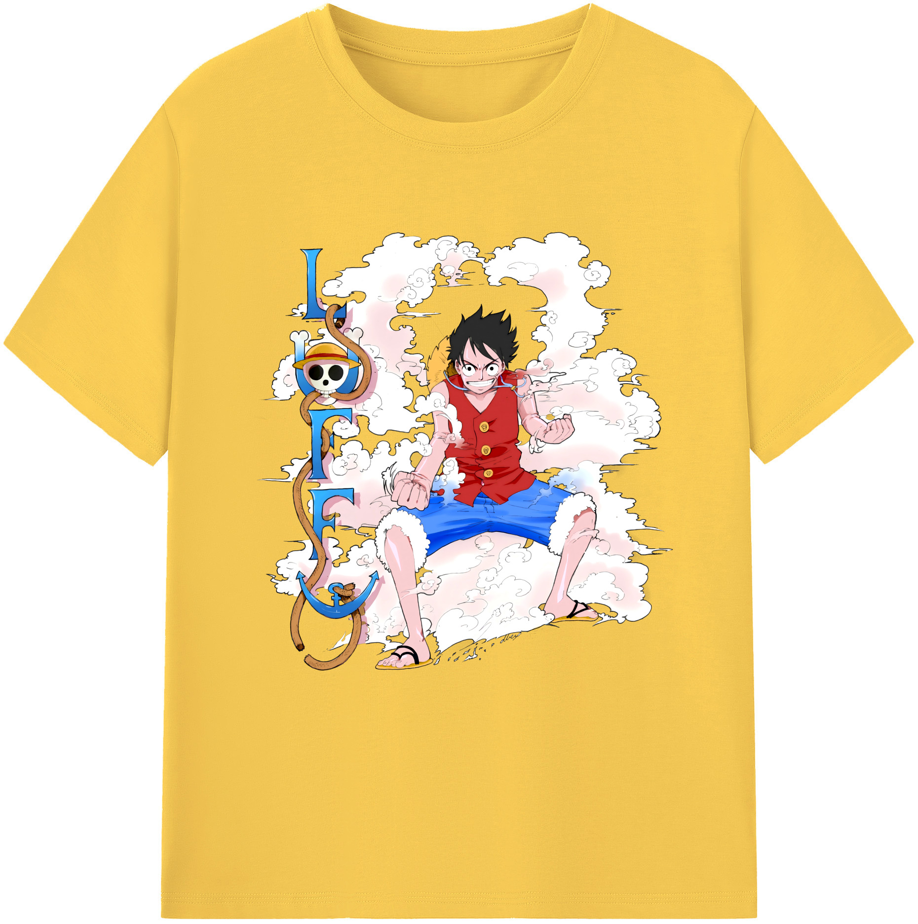 ワンピース モンキー・D・ルフィ ONE PIECE Monkey D. Luffy 綿100％半袖Tシャツ（フロントプリント）