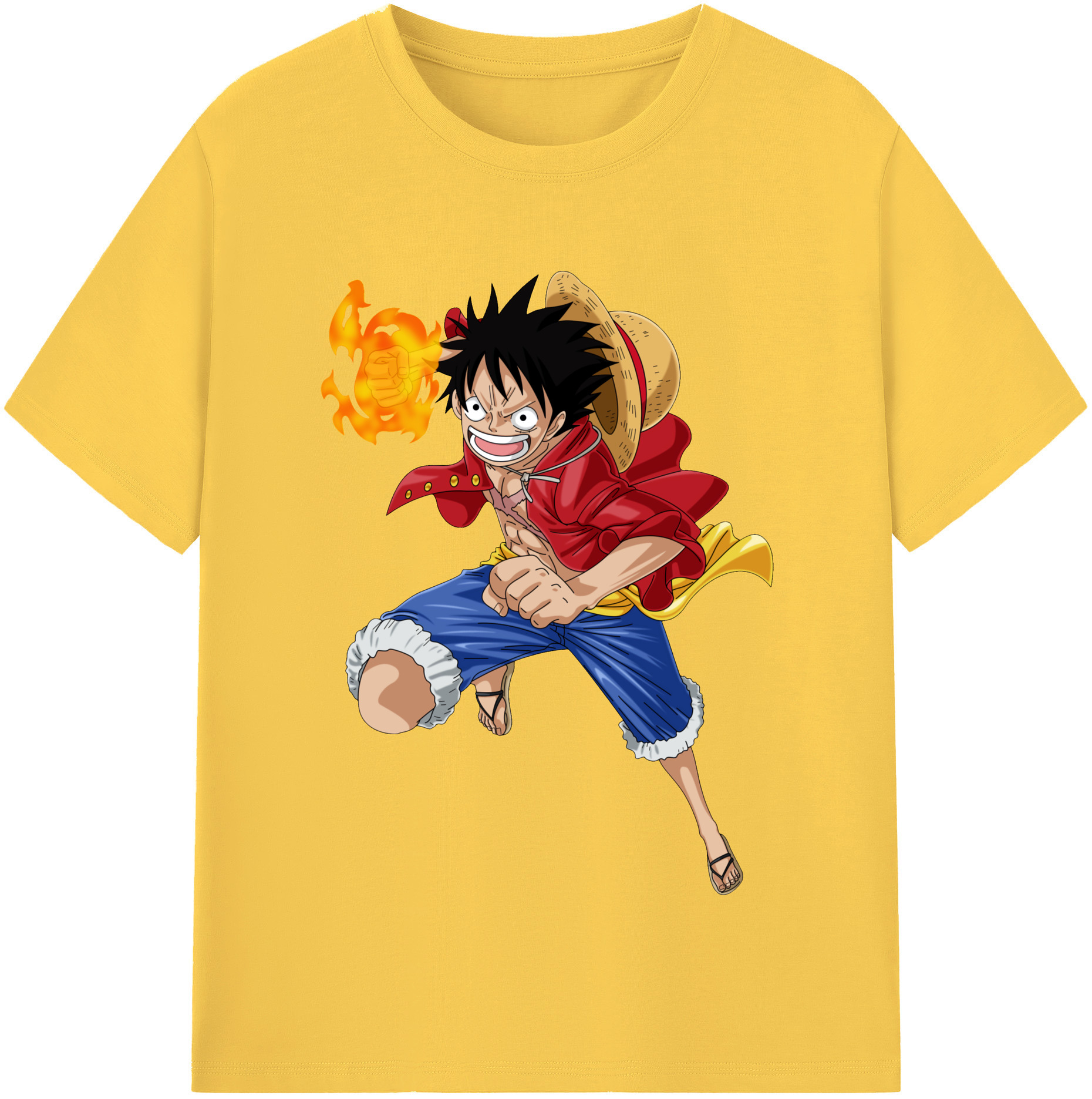 ワンピース モンキー・D・ルフィ ONE PIECE Monkey D. Luffy 綿100％半袖Tシャツ（フロントプリント）